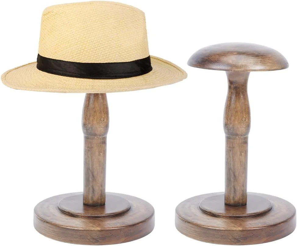 1Pcs Table Hat Stand Wooden Hat Stand Holder Vintage Brown Hat Rack Wig Display Rack Helmet Organizer Storage
