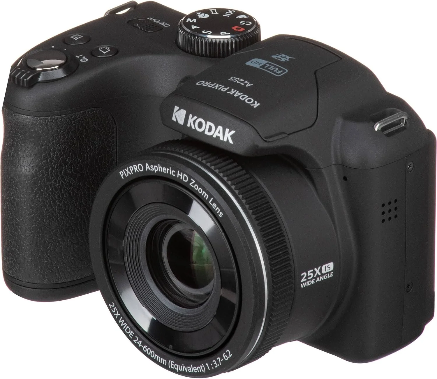 Kodak PIXPRO Black AZ255 16MP Digital Camera 25X Optical Zoom 24mm Wide Angle Lens Optical Image Stabilization 1080P Full HD Video 3