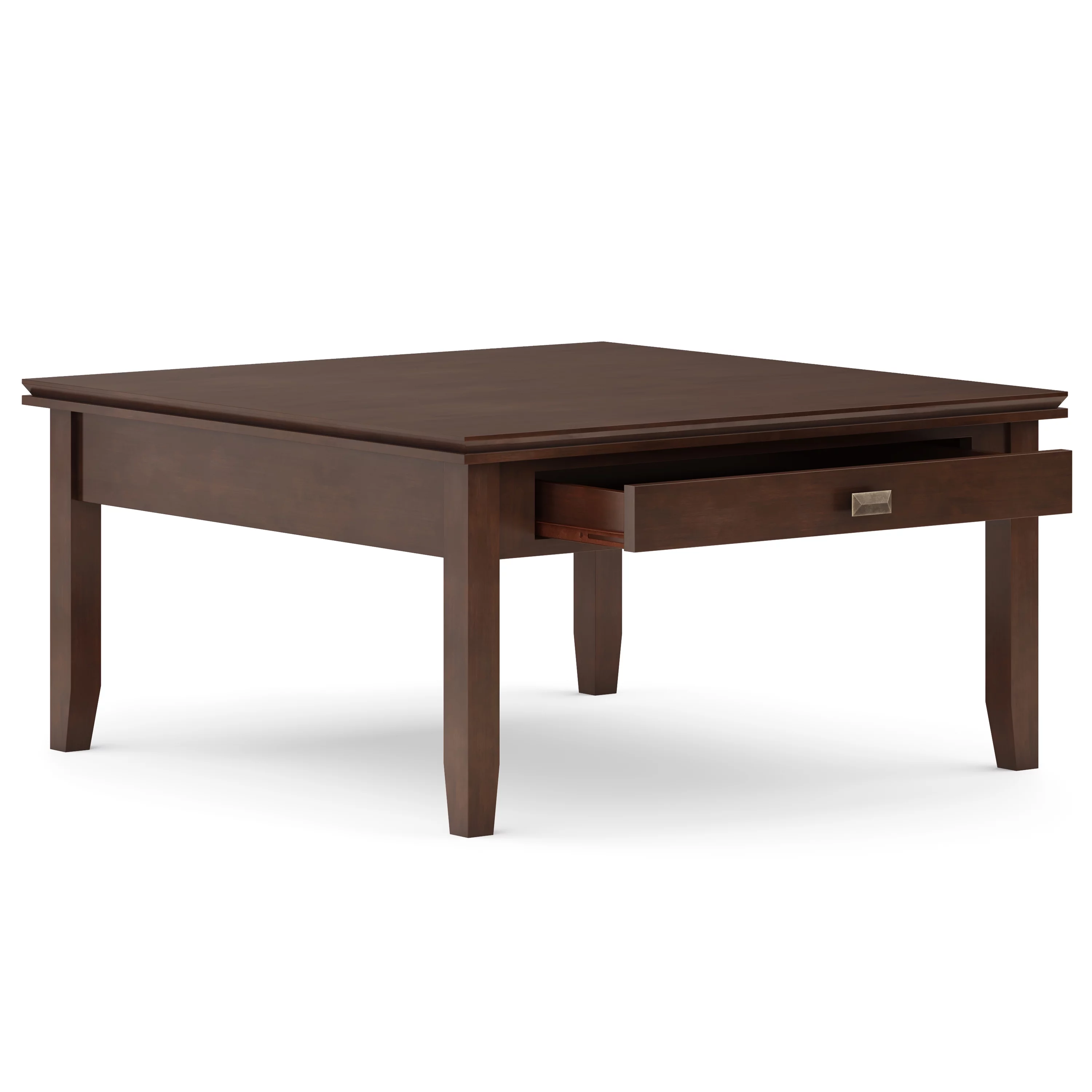 Artisan SOLID WOOD 36 inch Wide Square Transitional Square Coffee Table in Russet Brown