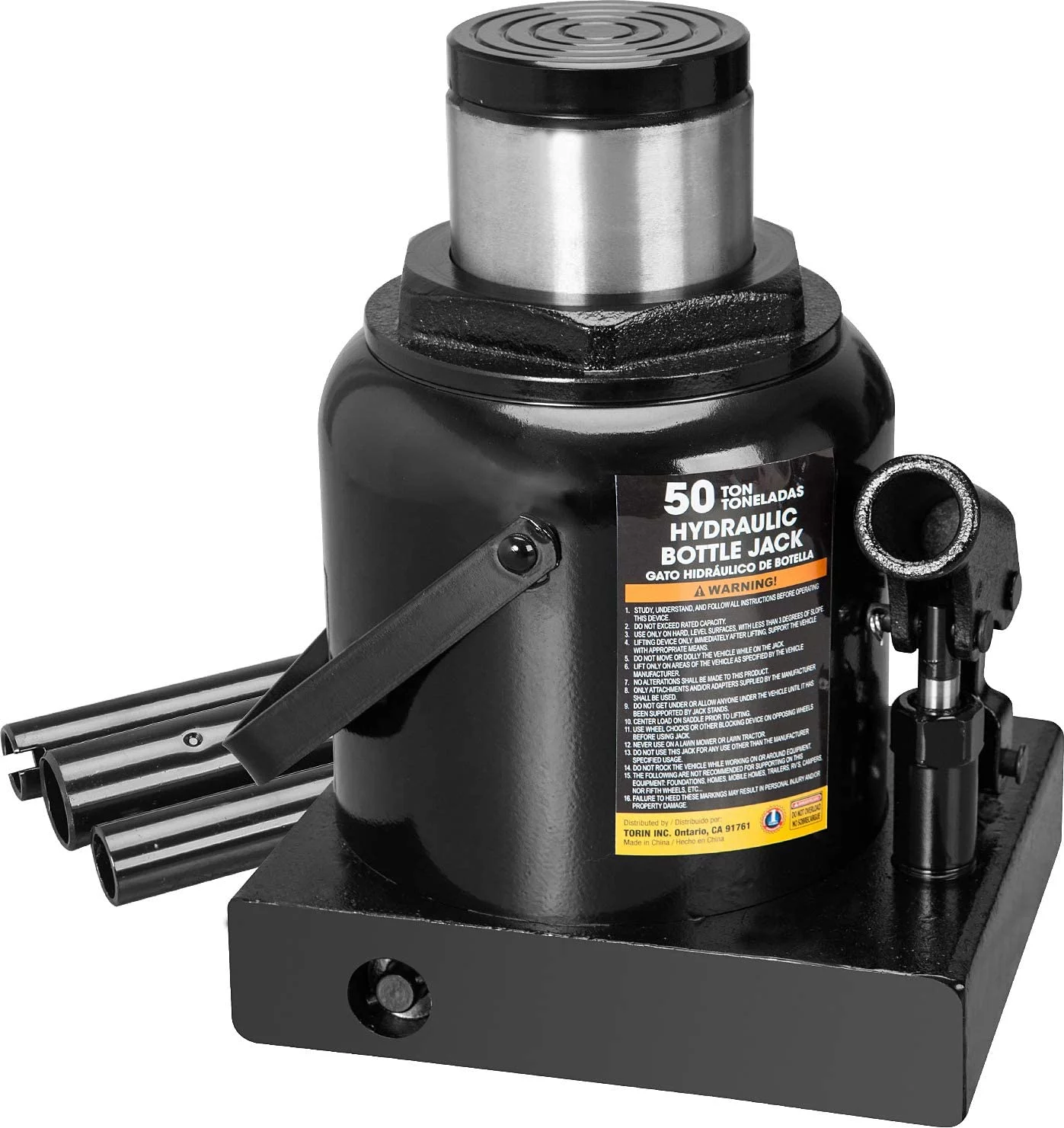 Torin 50 Ton Stubby Low Profile Bottle Jack Hydraulic Welded Car Jack, Black, W9507B