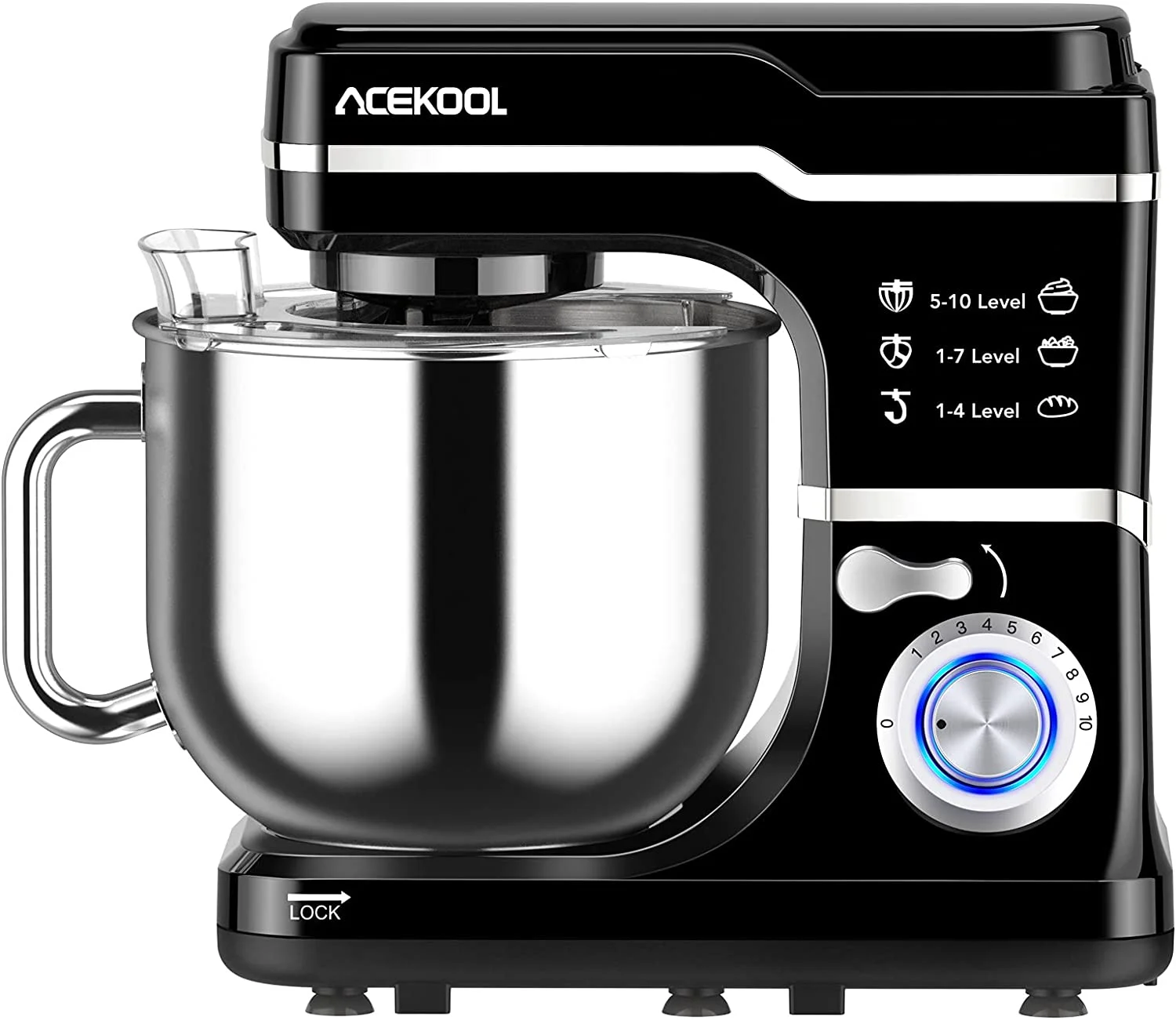 Stand Mixer, 7.5QT 660W Electric Dough Mixer, Kitchen 10-Speed Tilt-Head Food Mixer for Baking&Cake, with Stainless Steel Bowl, Whisk, Dough Hook, Beater, Splash Guard(RED) MC1