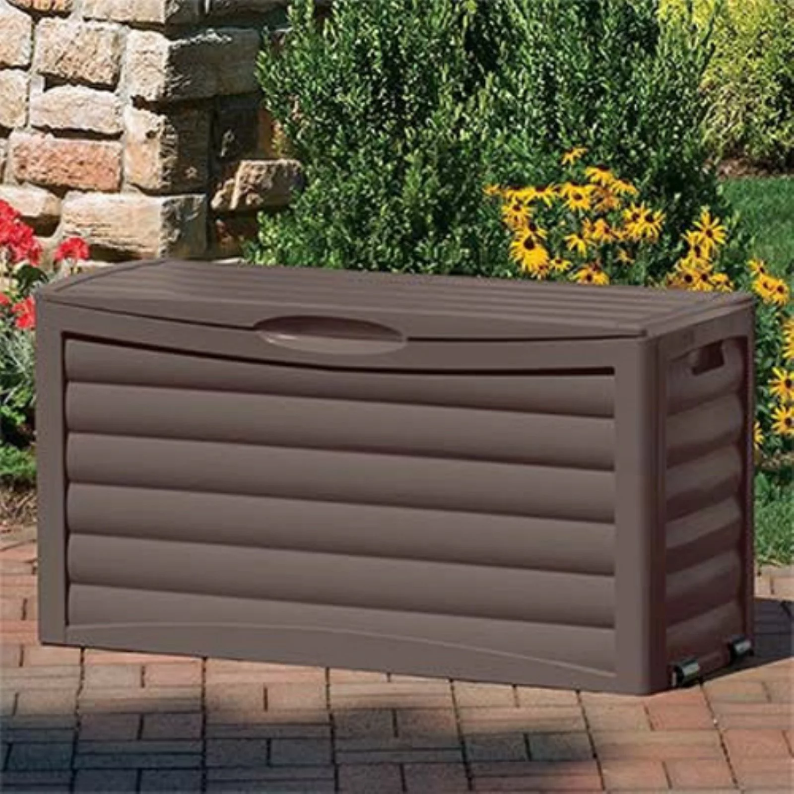 Suncast Horizontal 63-Gallon Resin Outdoor Portable Wheeled Deck Storage Box