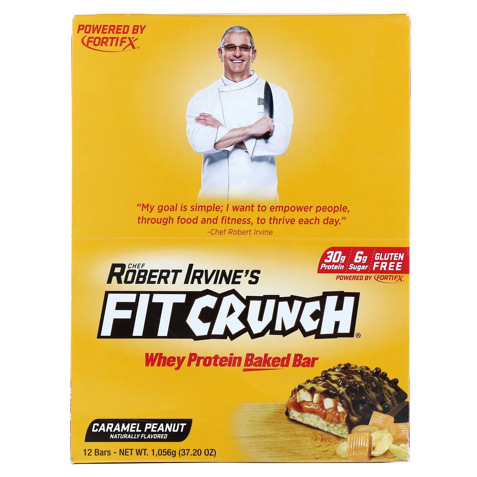 FITCRUNCH Whey Protein Baked Bar Caramel Peanut 12 Bars 3 10 oz 88 g Each