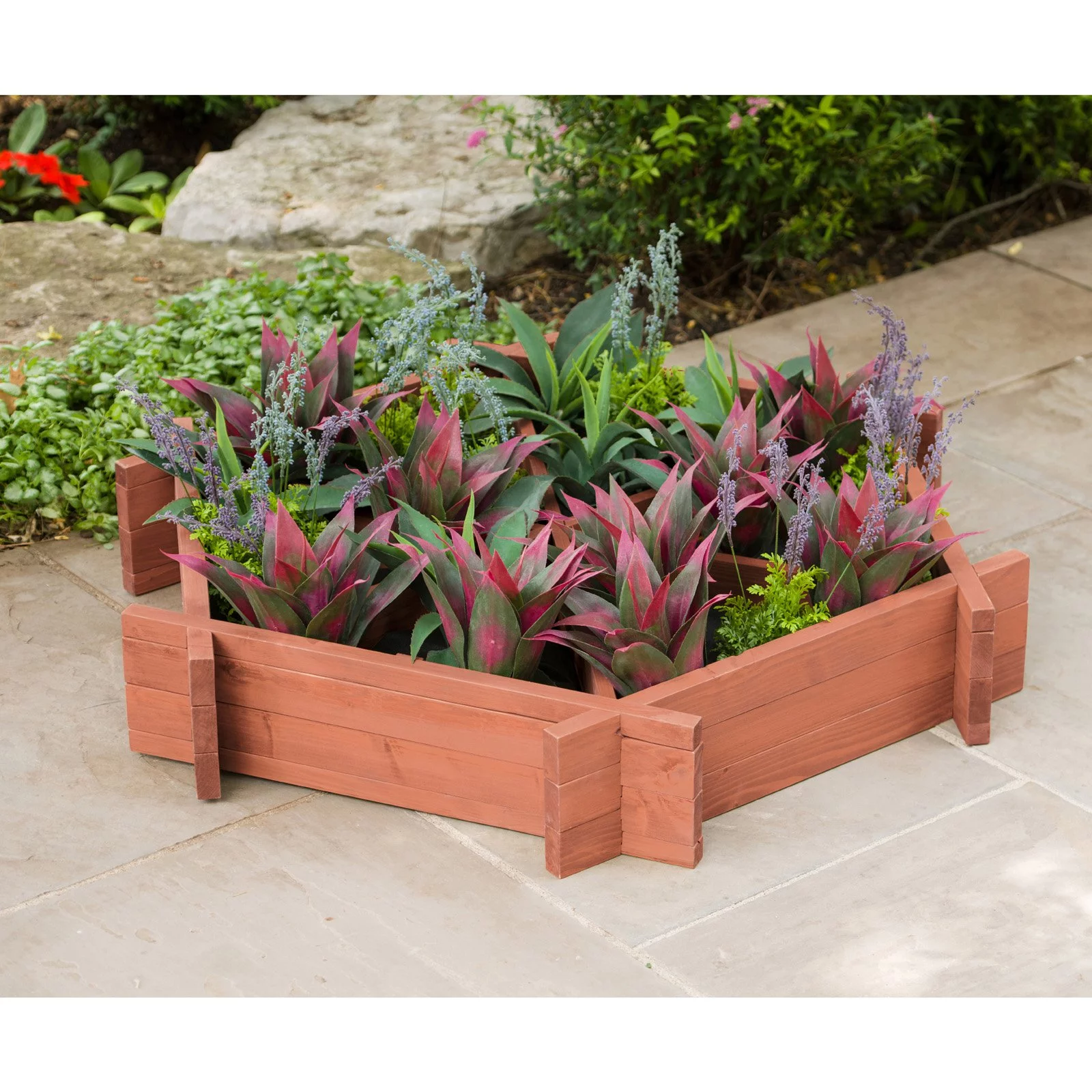 Leisure Season Hexagonal Wood Raised Garden Bed in Medium Brown