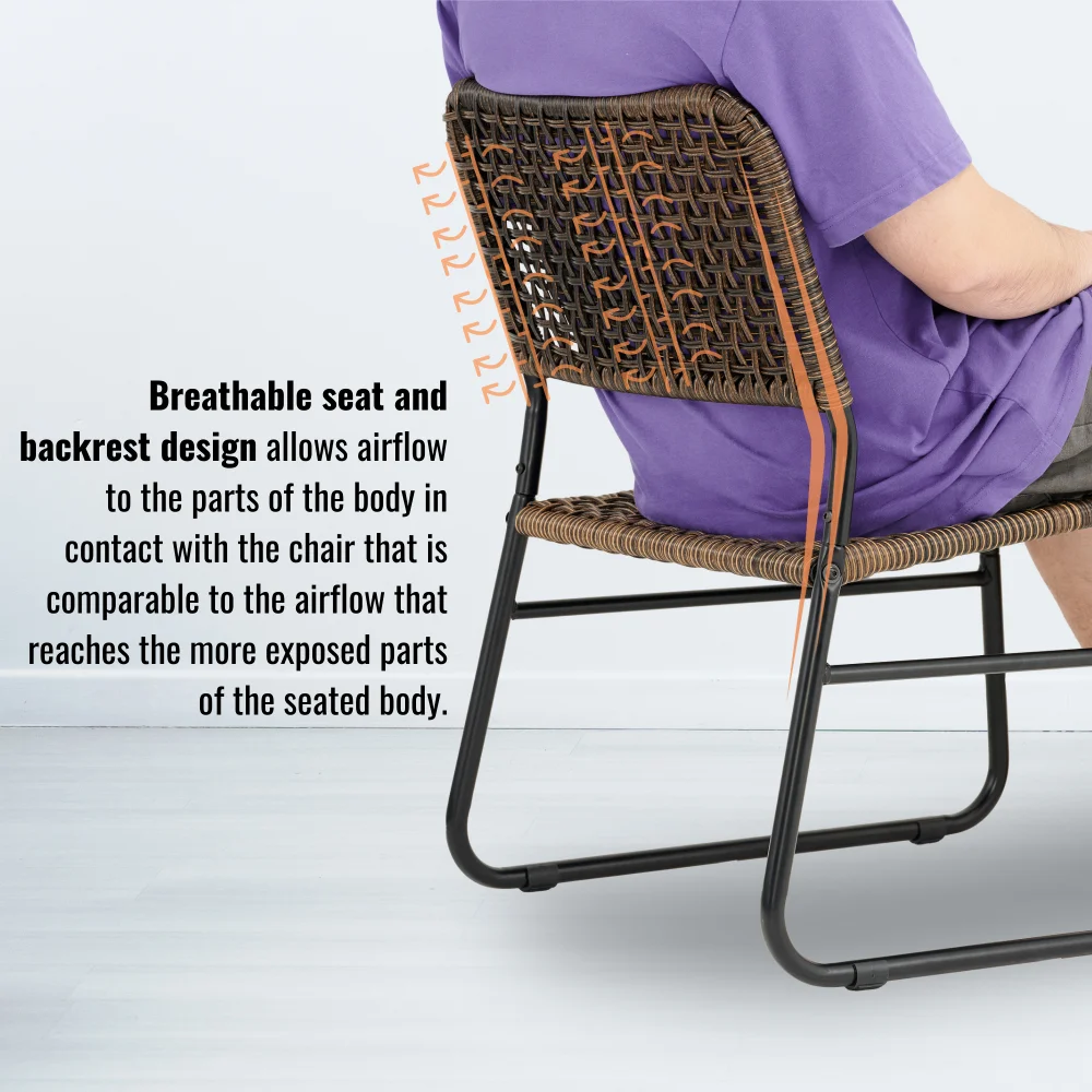 MIDODO 3 Pieces Patio Set Outdoor Wicker Furniture Set Modern Rattan Chair Conversation Set with Coffee Table for Yard and Bistro (Black)