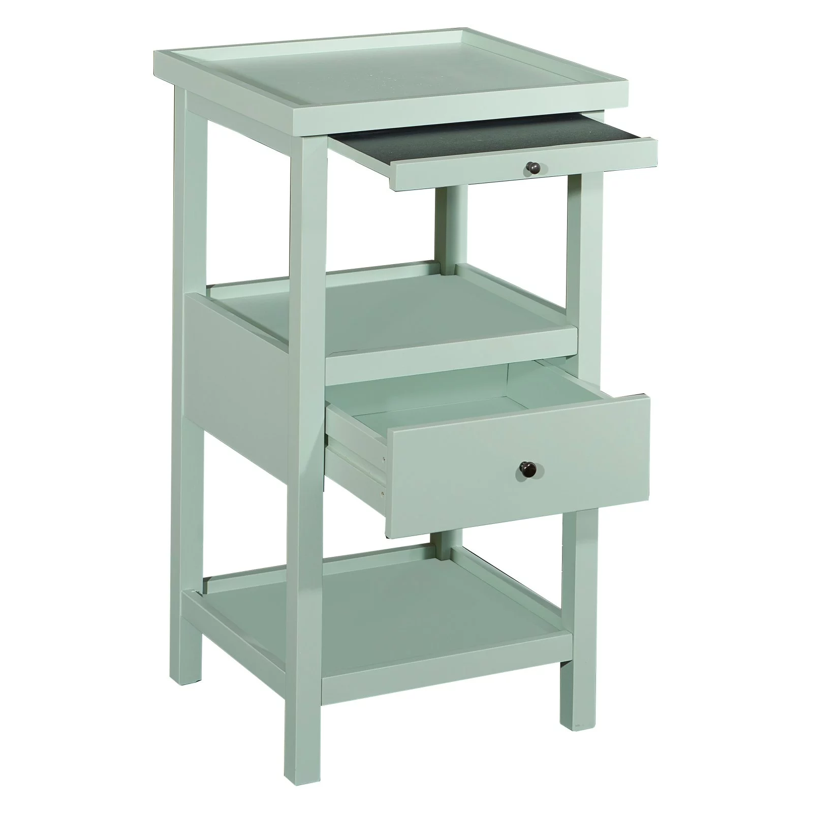 Palmer Farmhouse 3-Tier Single Drawer End Table with Pullout Tray and Shelf, White