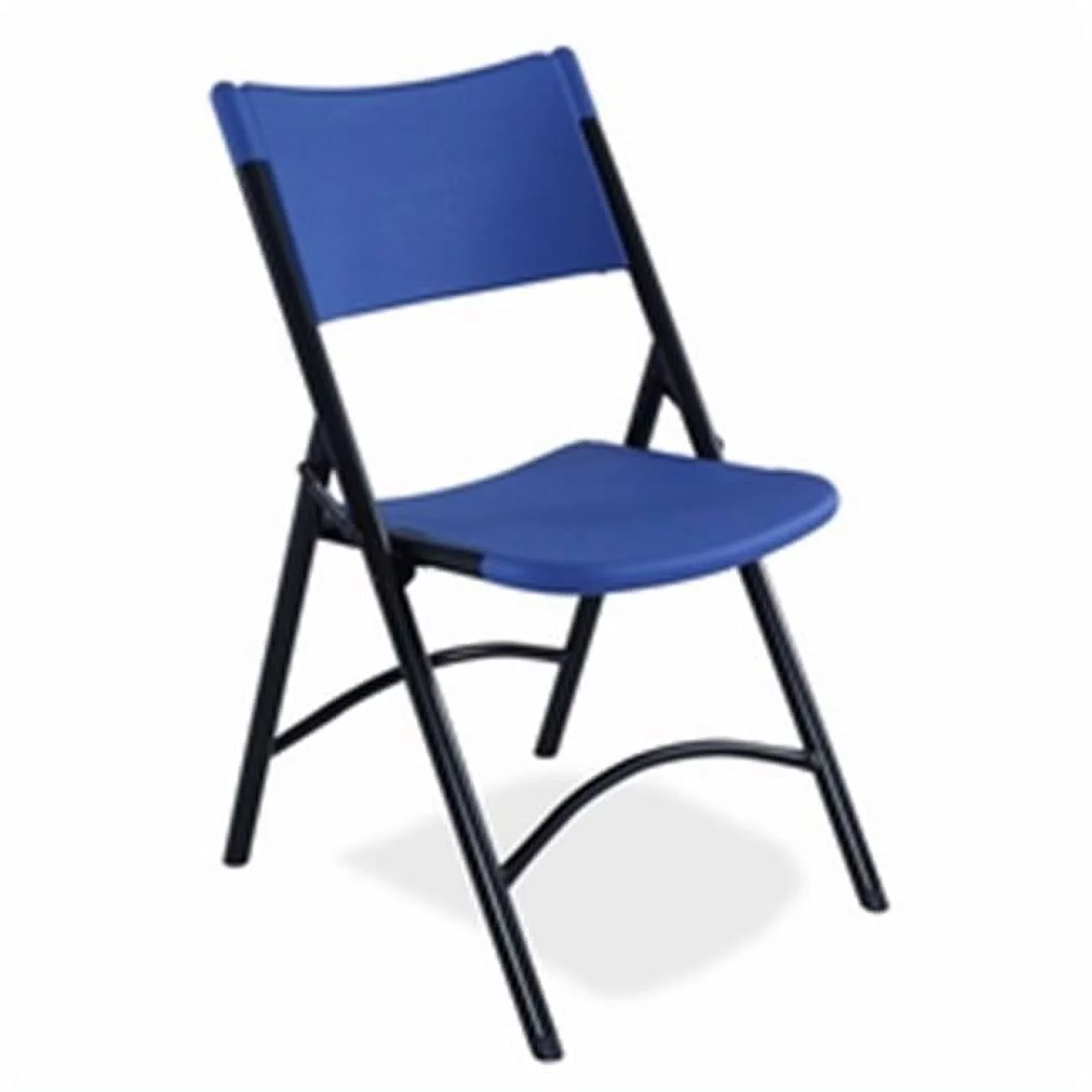 National Public Seating  Blow Molded Folding Chair Blue with Black Frame- Set of 4