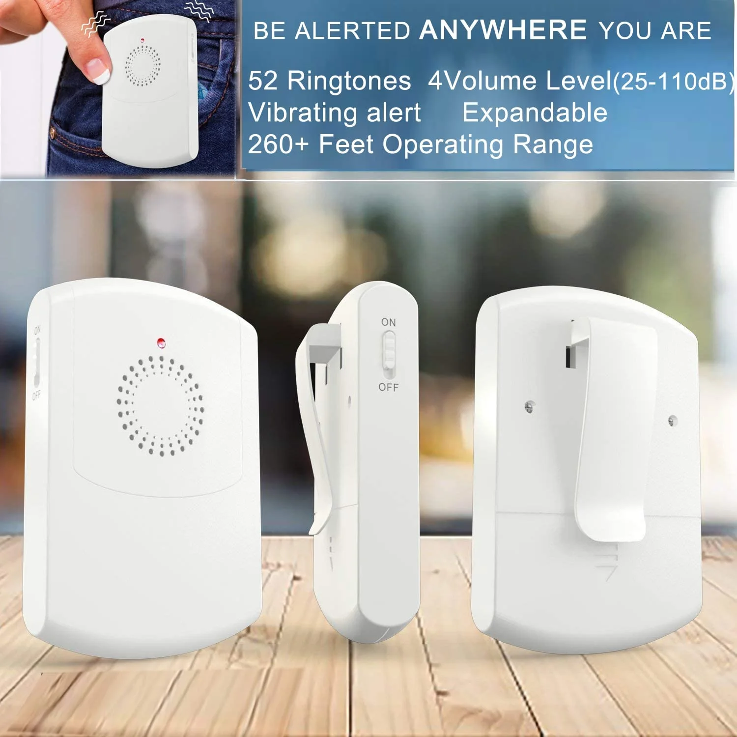 Caregiver Pager Wireless Call Button System Personal Alert Panic Button for Home Elderly Nurses Calling System with Portable Receiver and Emergency Button