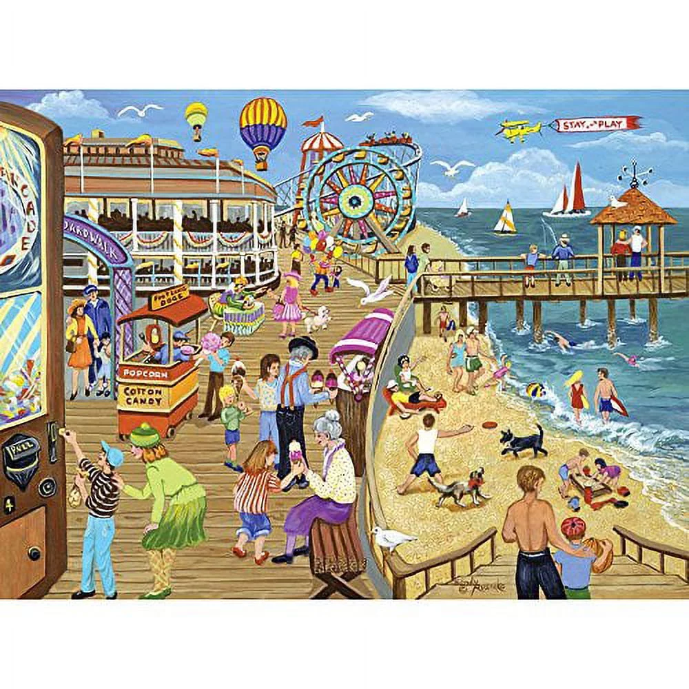 Bits and Pieces - 500 Piece Jigsaw Puzzle for Adults - Ice Cream on The Boardwalk by Artist Sandy Rusinko - Measures 18