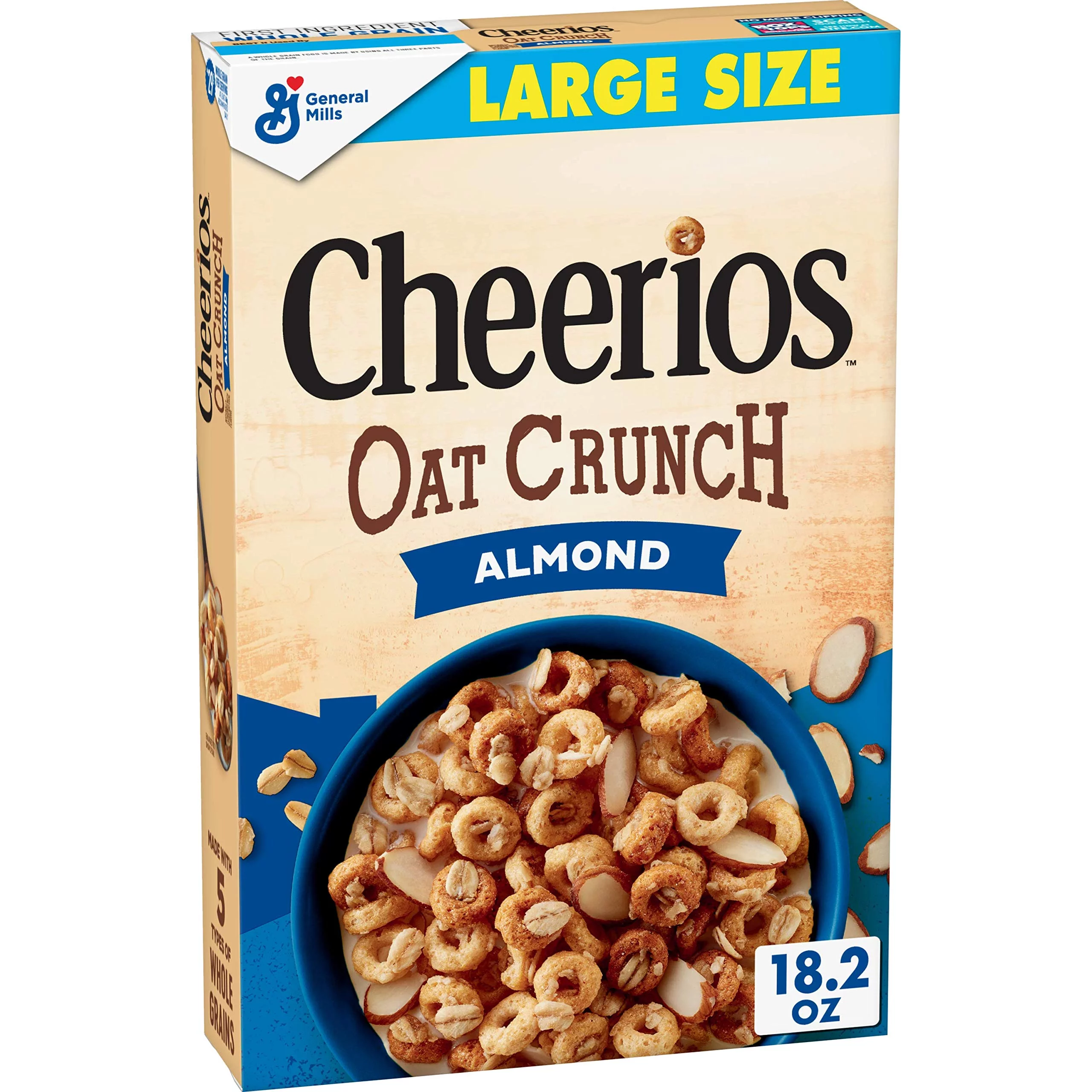 Cheerios Oat Crunch Almond Breakfast Cereal, 18.2 oz Box (Pack of 2)
