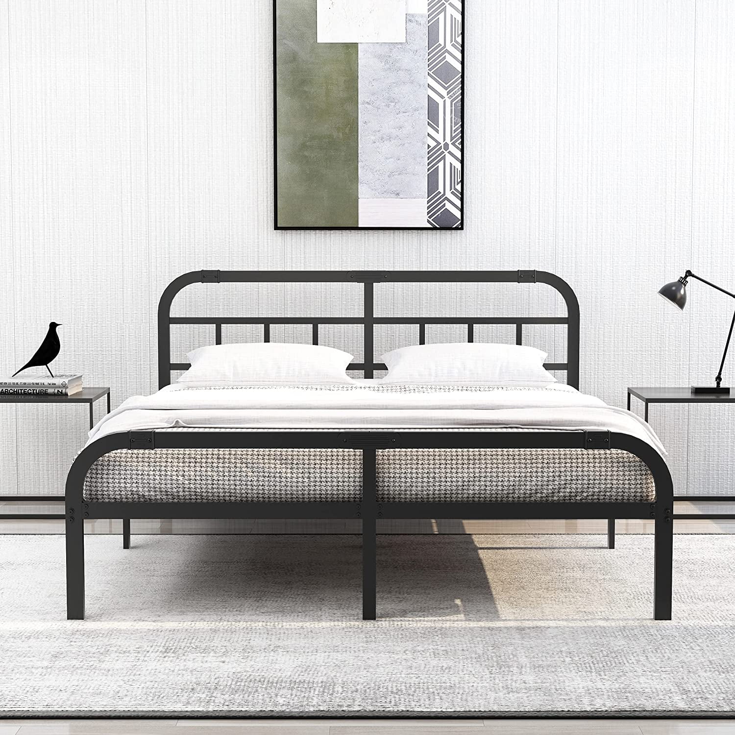 Twin XL Bed Frame with Headboard and Footboard  2000lbs Heavy Duty Strengthen Support Mattress Foundation  Metal Platform Bed Frame No Box Spring Needed  Quiet and Anti-Slip  Easy Assembl