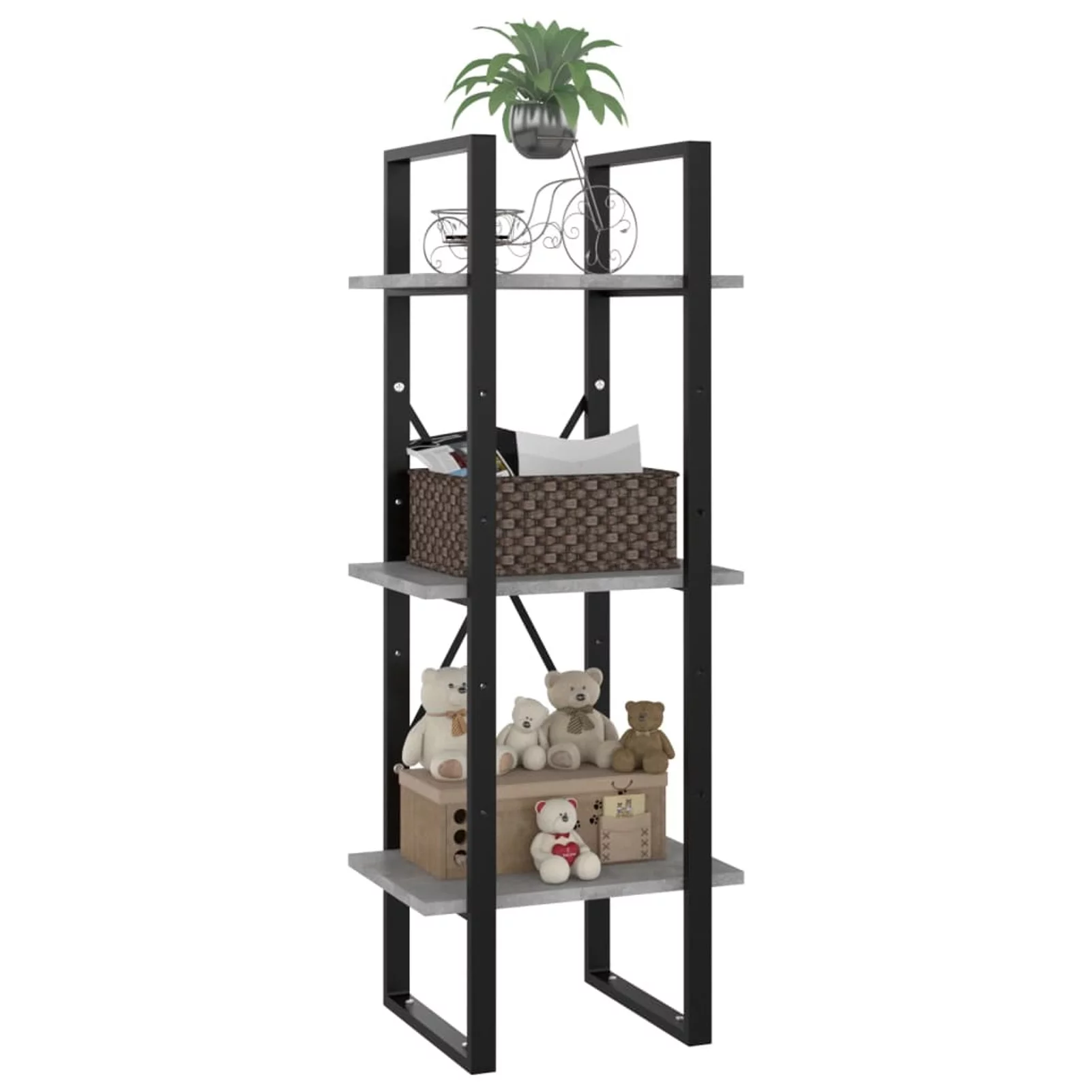 Aibecy 3-Tier Book Cabinet Concrete Gray 15.7