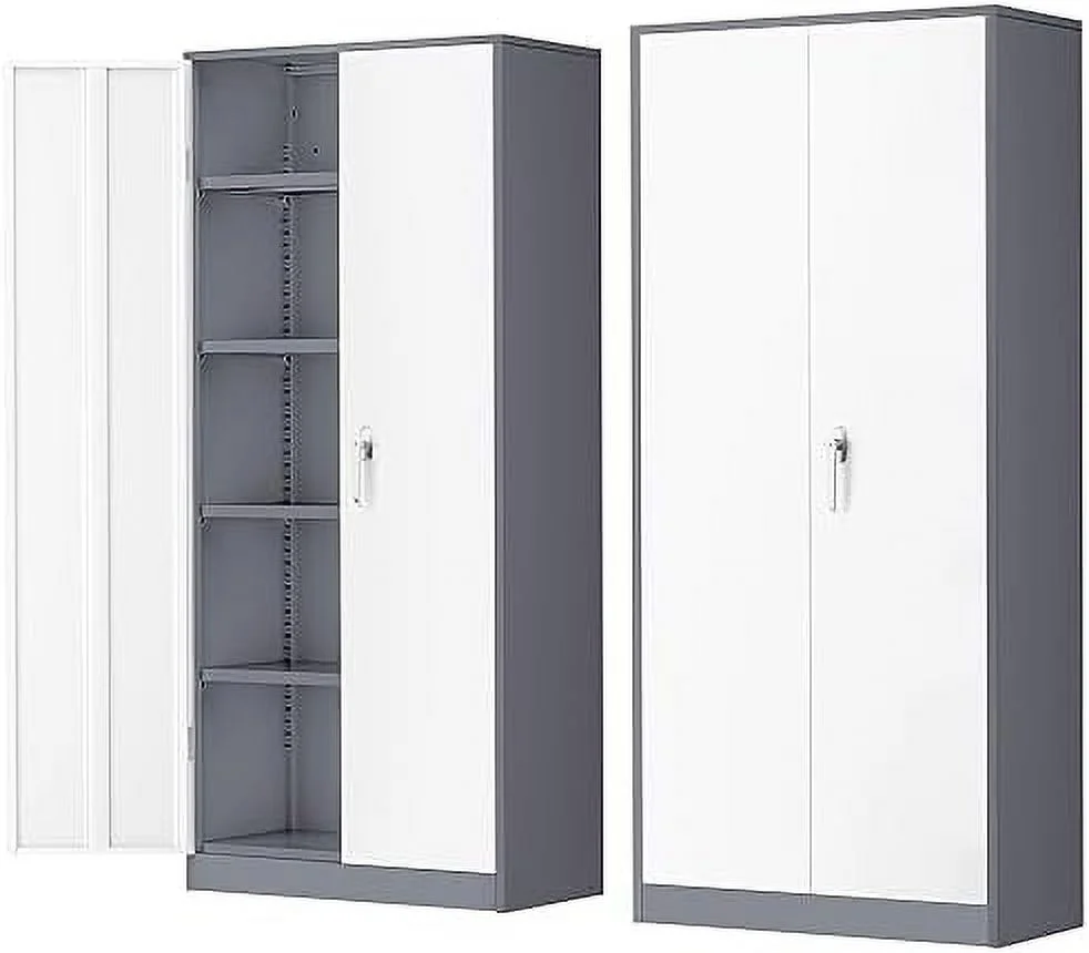 TQJKLFDY Metal  Cabinet  72" Black Locking  Cabinets with Doors and 4 Shelves  Tall Tool  Cabinet for Garage  Steel Lockable File Cabinet Metal Locker for Home Office  Classroom