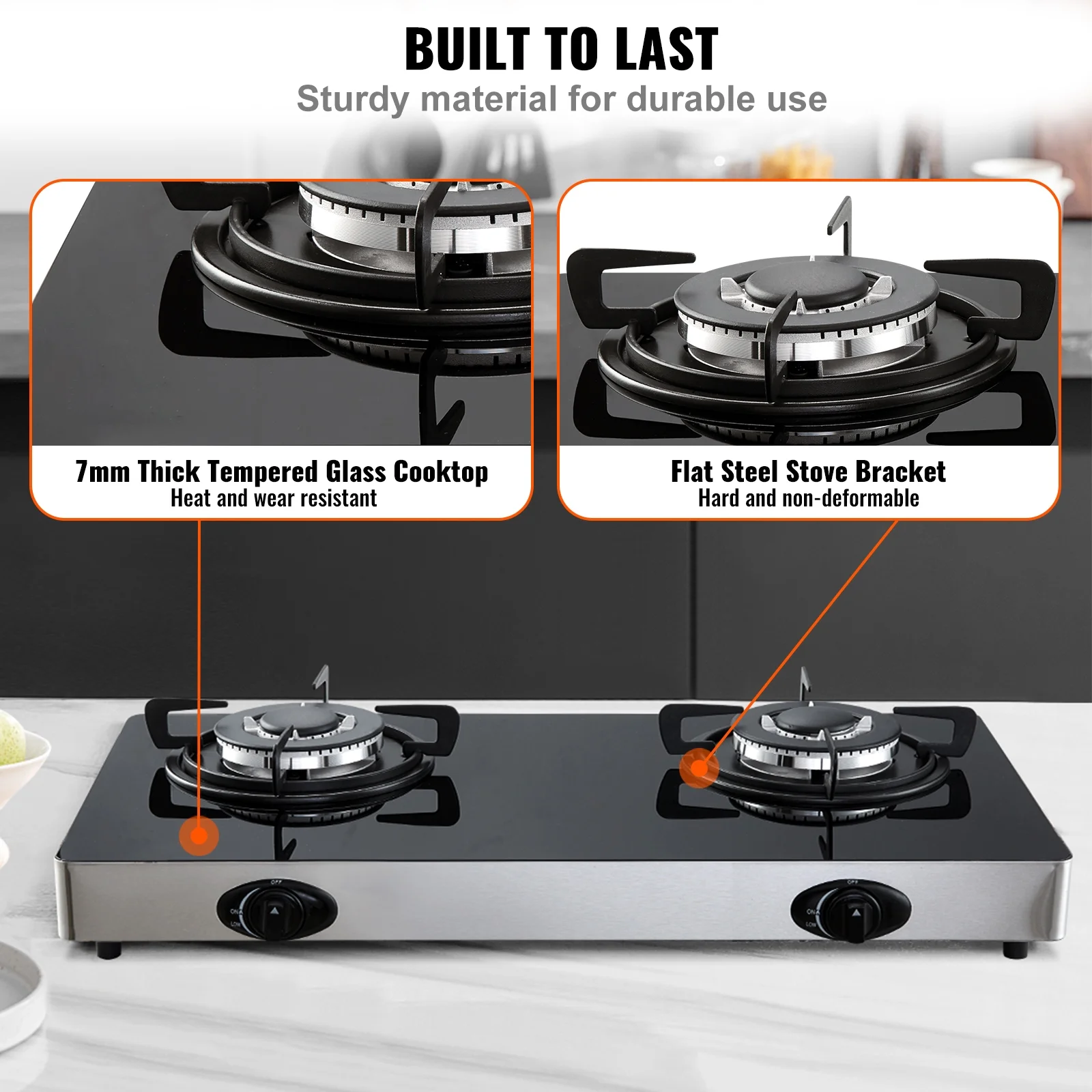 SKYSHALO Gas Cooktop Tempered Glass Countertop Cooktop 28
