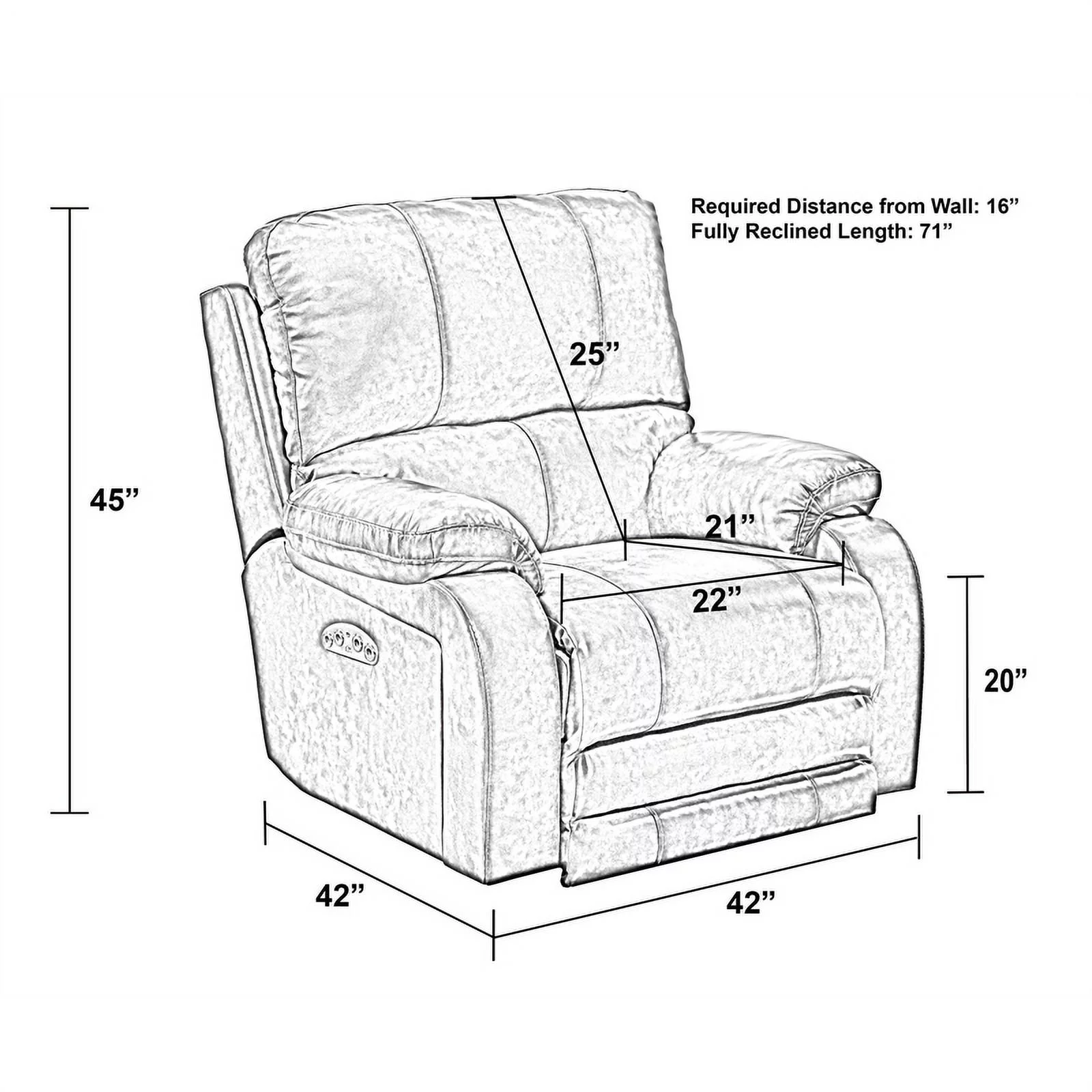 Bowery Hill Power Lay Flat Recliner with Power Headrest in Gray Faux Leather
