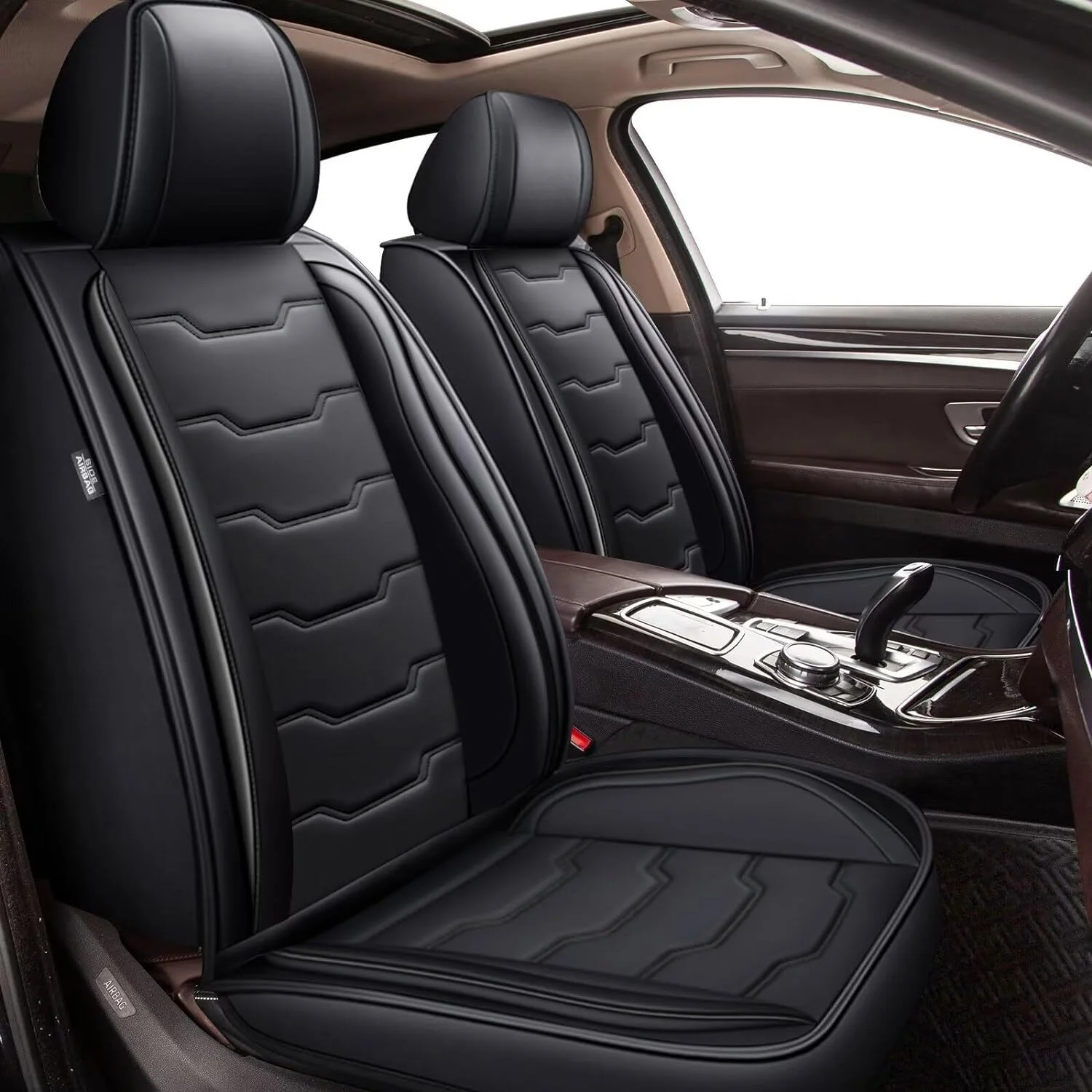 AOMSAZTO Fit for Subaru Outback 2010-2024 Car Seat Cover 5-seat Faux Leather Full Set Compatible Airbag(Black）