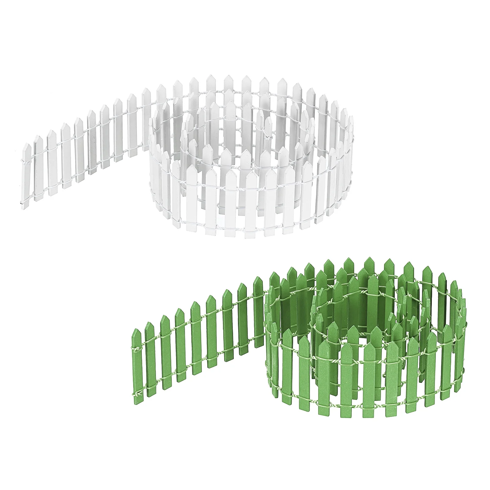 Uxcell 2pcs 35 Inch Miniature Garden Fence, Mini Ornament Wood Picket for Dollhouse Home Light Green/White