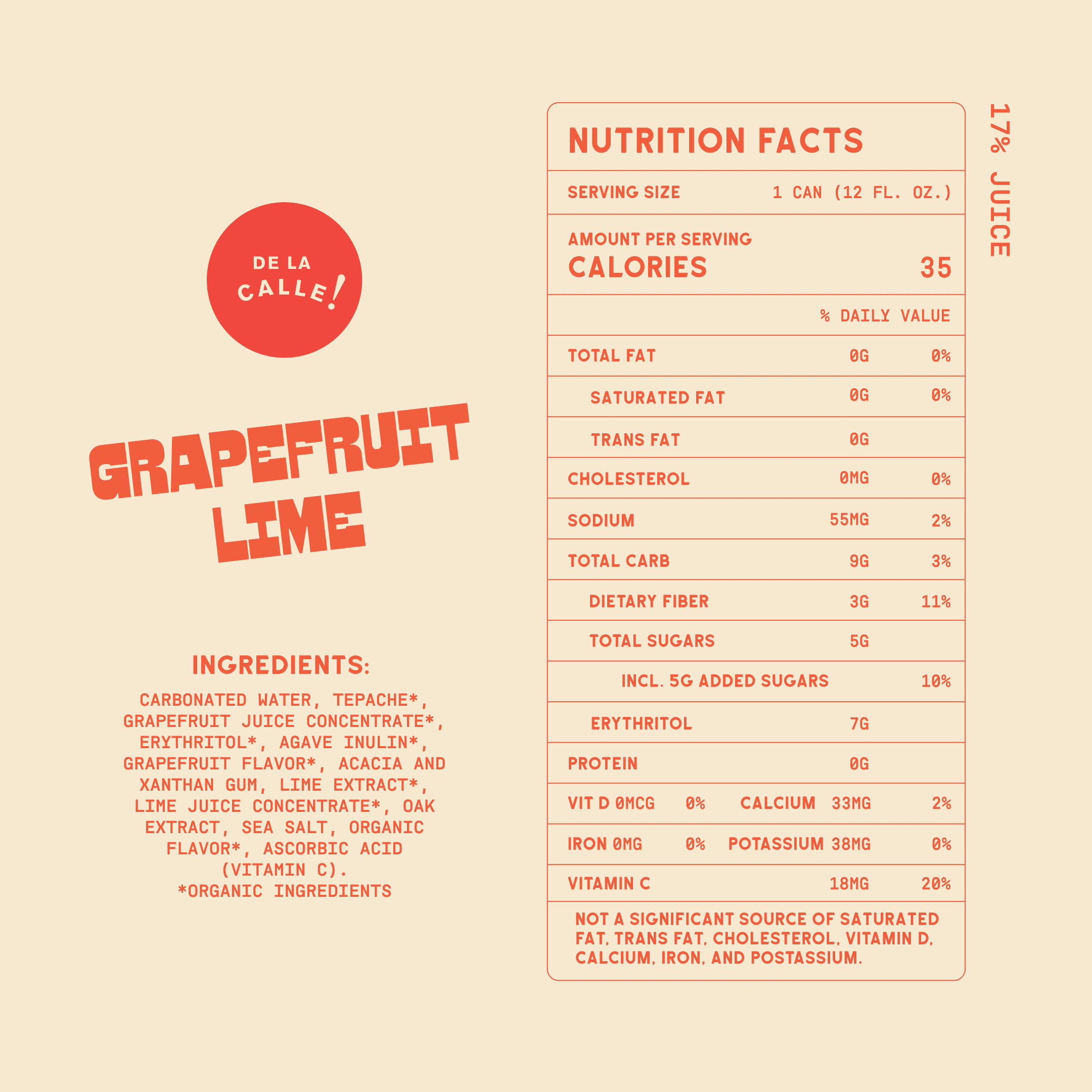 De La Calle Tepache, Grapefruit Lime, Modern Mexican Soda, 6 Pack