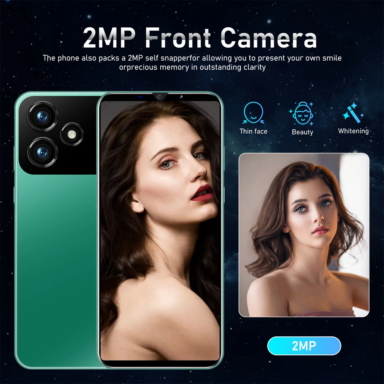 5.0-inch HD+ Ram1Gb+Rom8Gb M6 Pro dual SIM 3G smartphone 2000mAh face unlock Android phone Green