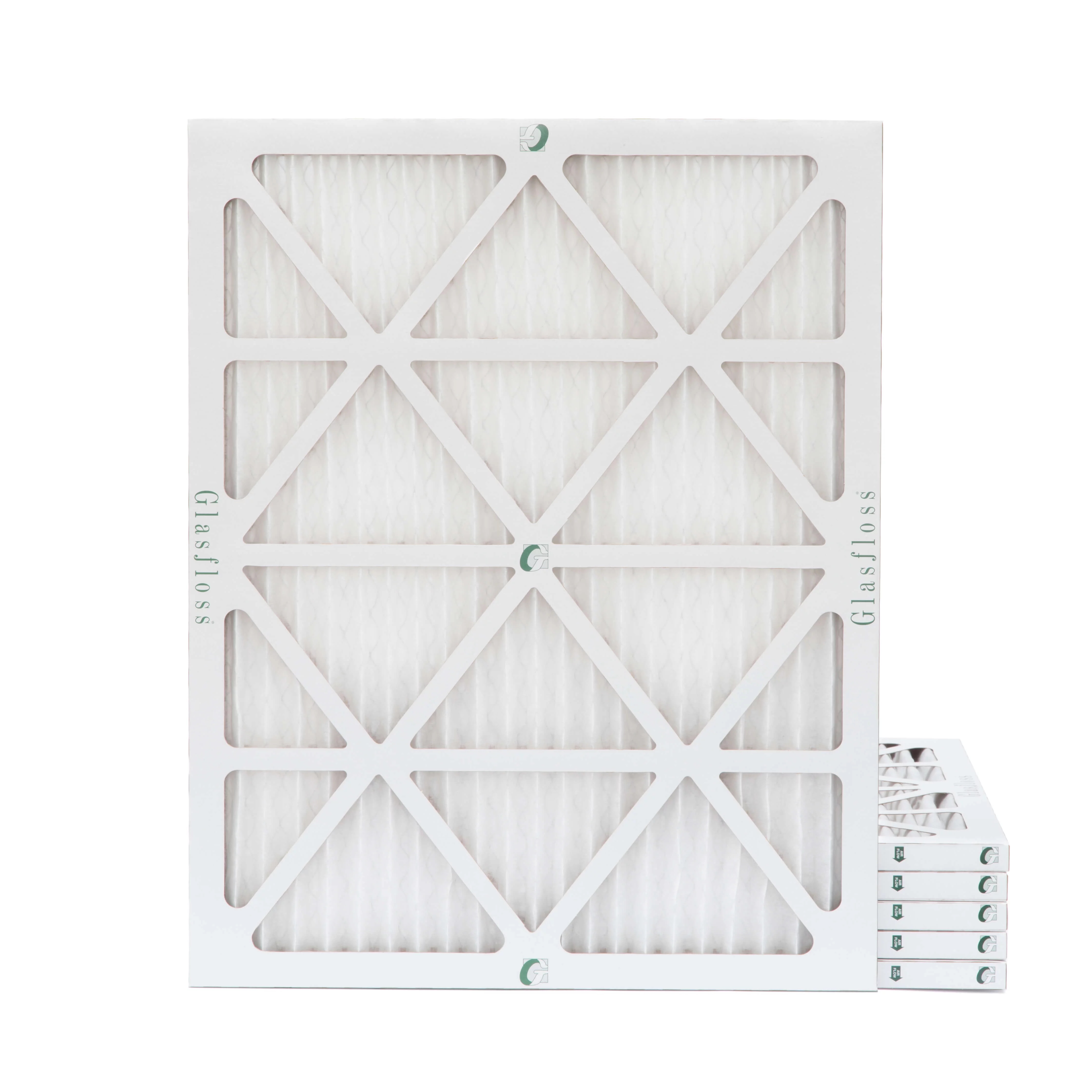 6 Pack of 20x22x1 MERV 10 Pleated Air Filters by Glasfloss. Actual Size: 19-1/2 x 21-7/8 x 7/8