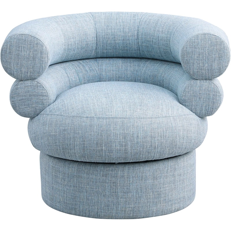 Meridian Furniture Valentina Lt Blue Linen Textured Fabric Accent Swivel Chair