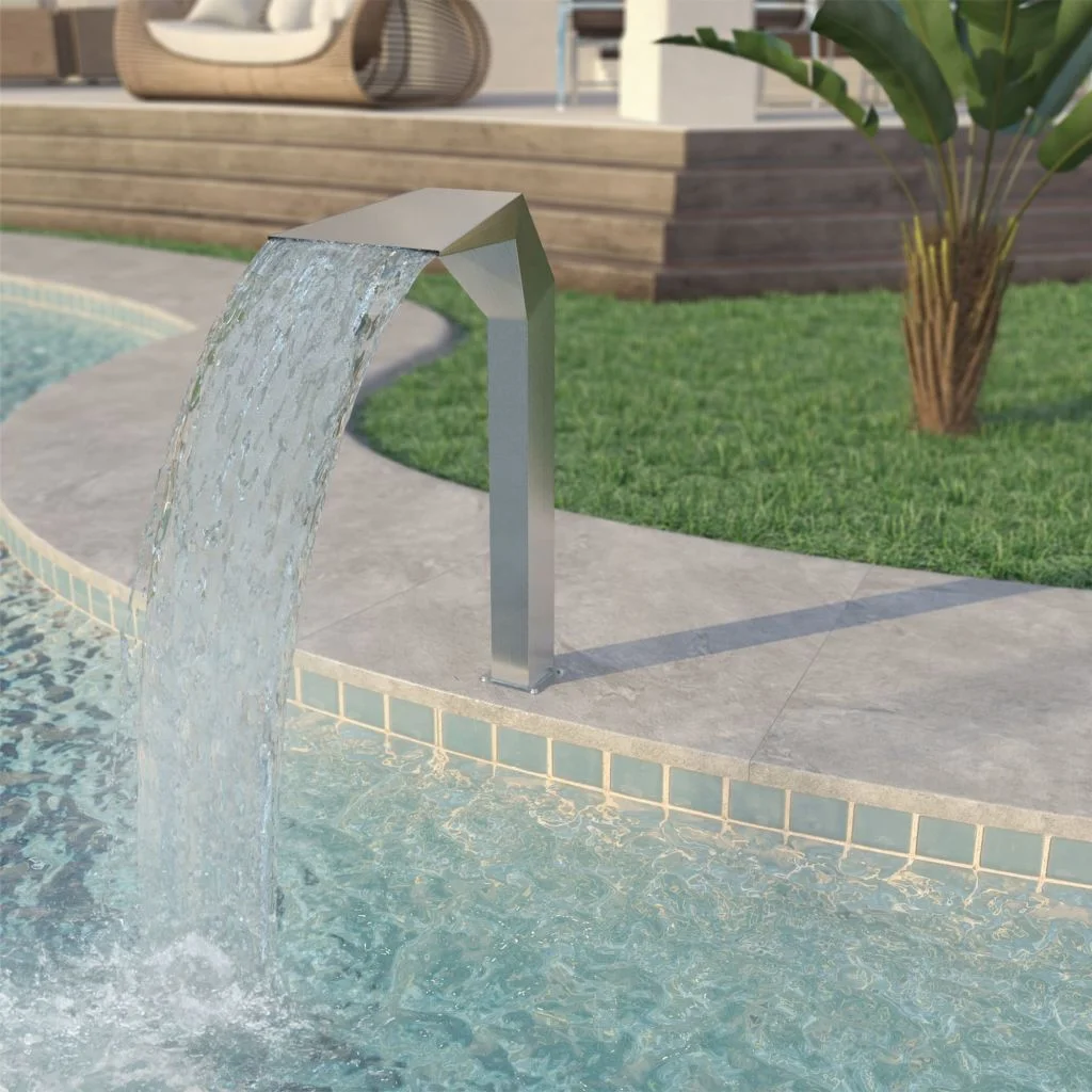Dcenta Pool Fountain Stainless Steel Waterfall Garden Patio  Swimming Pool Fountain Silver (19.7