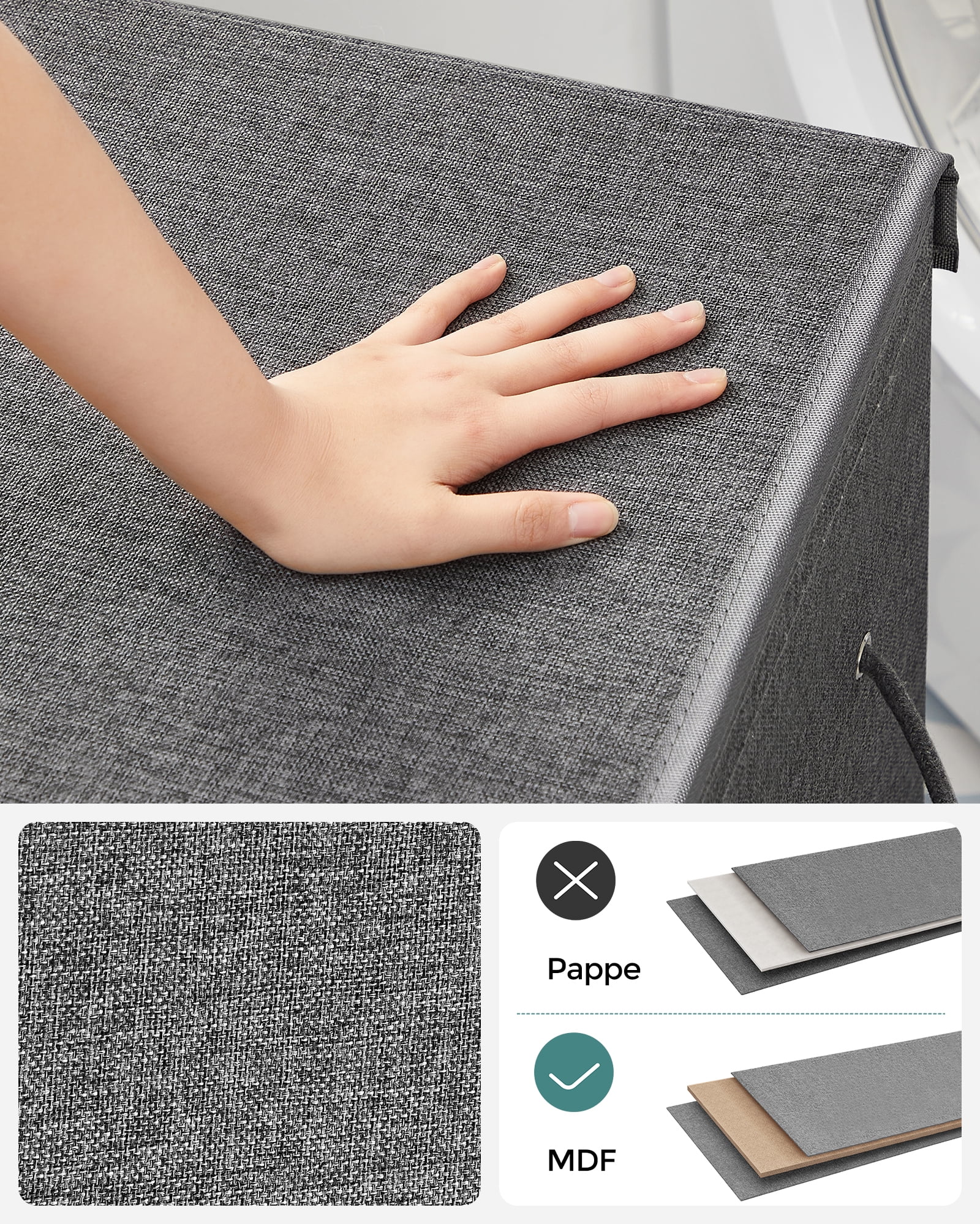 SONGMICS 142L Laundry Hamper with Lid & Removable Fabric Bag Laundry Basket with Handles for Closet Laundry Room Bedroom Bathroom Light Gray