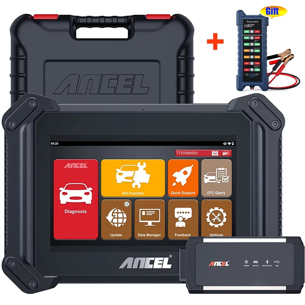 ANCEL V6 PRO Bi-Directional All System OBD2 Scanner with 25+ Services, IMMO, ABS Bleed, Oil Reset, DPF, EPB, Android Tablet Bluetooth Code Reader + Car Truck Batery Tester Diagnostic Tool