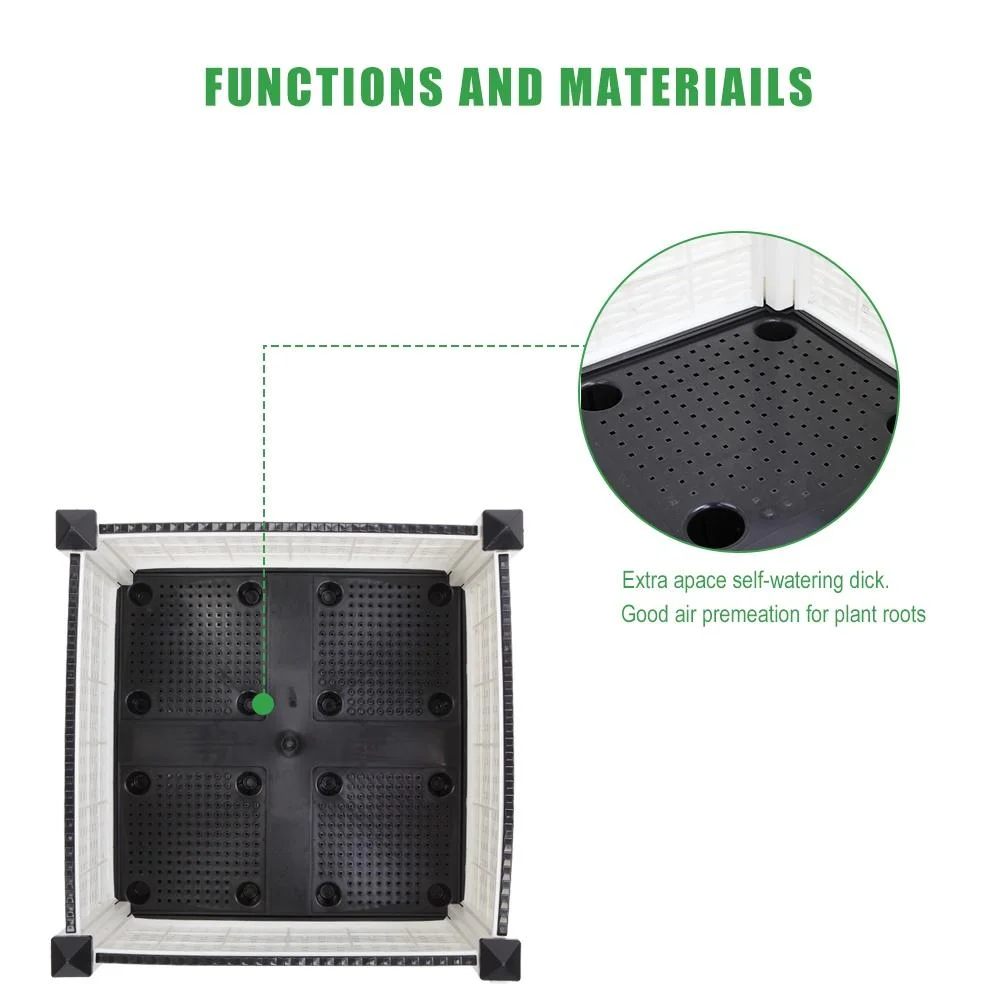 Plastic Raised Garden Bed Kit, Seizeen Planting Box Set of 2, Garden Plant Container Rattan Pattern, with Removable Legs, Drainage Hole, Free Combined DIY Design