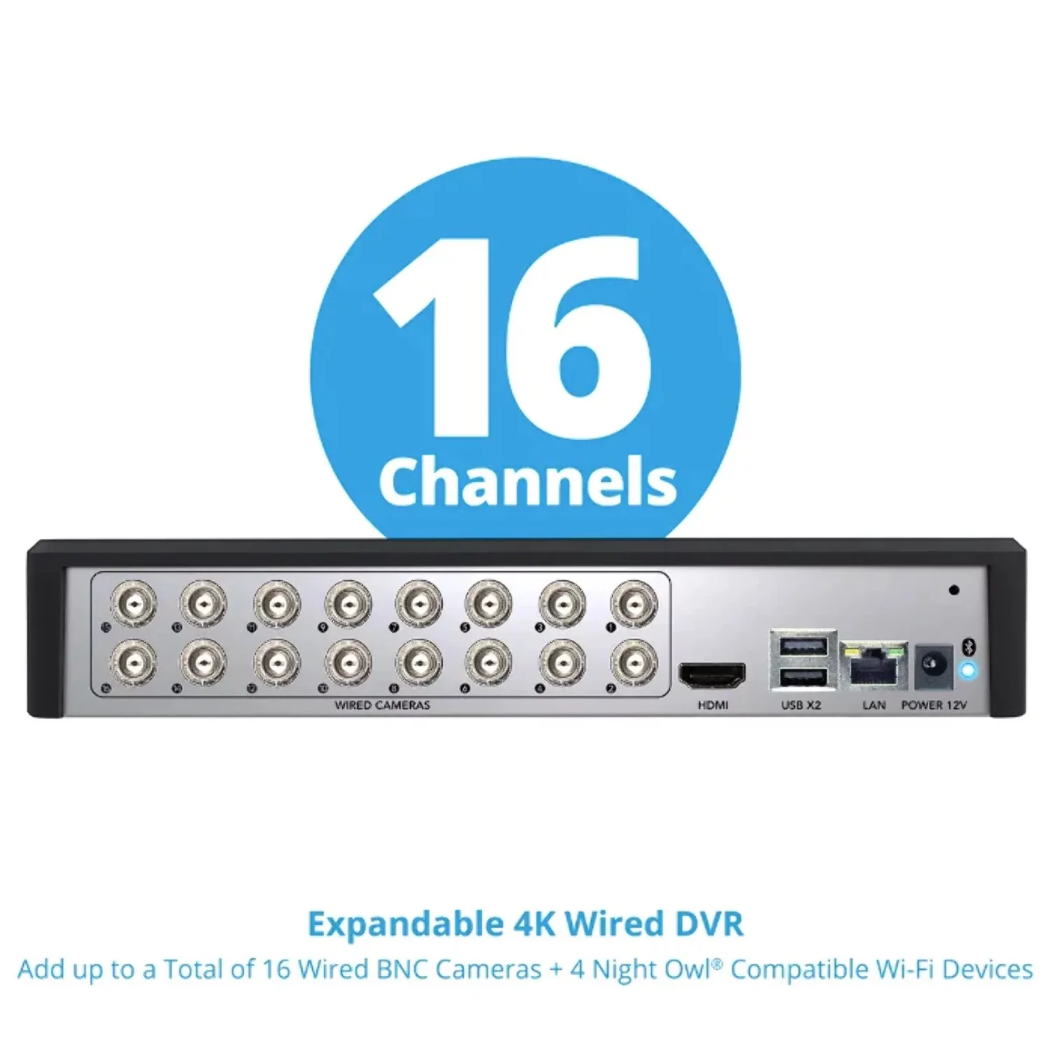 Night Owl 16 Channel 4K Bluetooth DVR with 2TB Hard Drive and 10 Wired 4K Spotlight Cameras with Audio Alerts and Sirens