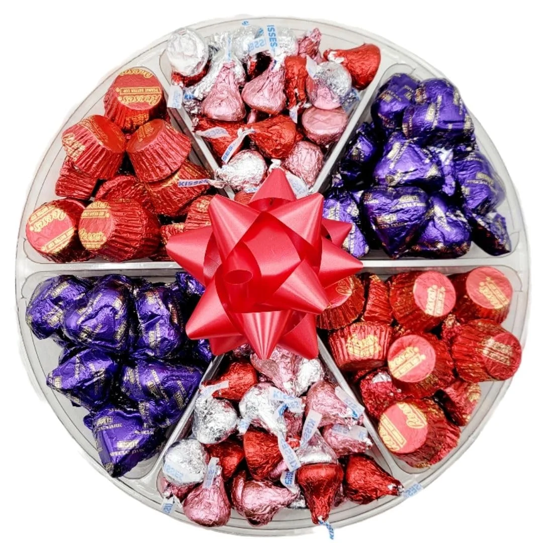 Hersheys Kisses Chocolate Candy Gift Basket, 6 Sectional Chocolate Tray, Assorted Mix Of Milk, Dark, Meltaway, Milklicious And Birthday Kisses, Great Gift For Valentine,S Day, Mothers Day, Birthd