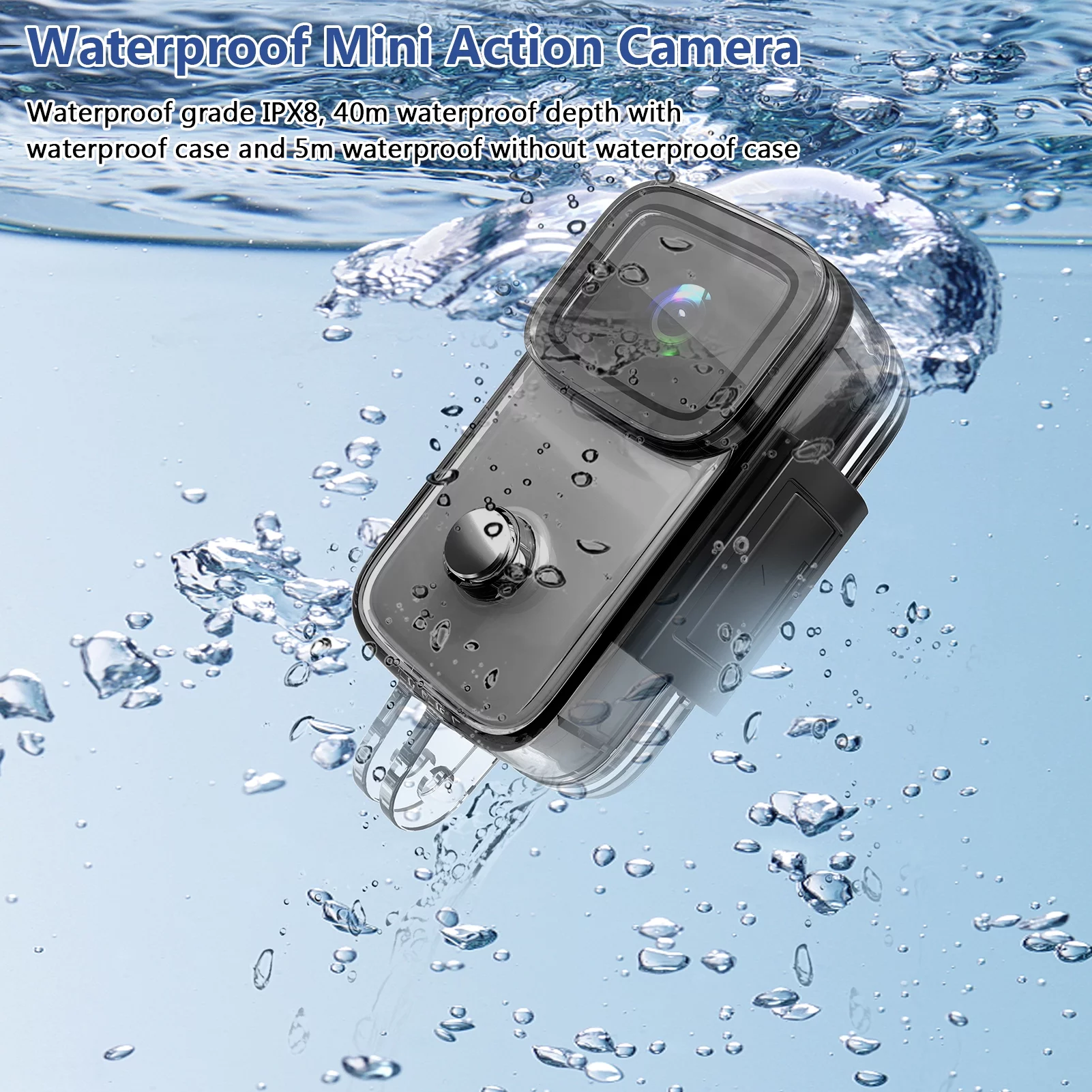 Carevas WiFi Action Camera C200 4K with 1.28 Inch IPS Screen Body Waterproof 5M Supports Face Recognition Night Vision Anti-Shake Built-in Rechargeable Battery