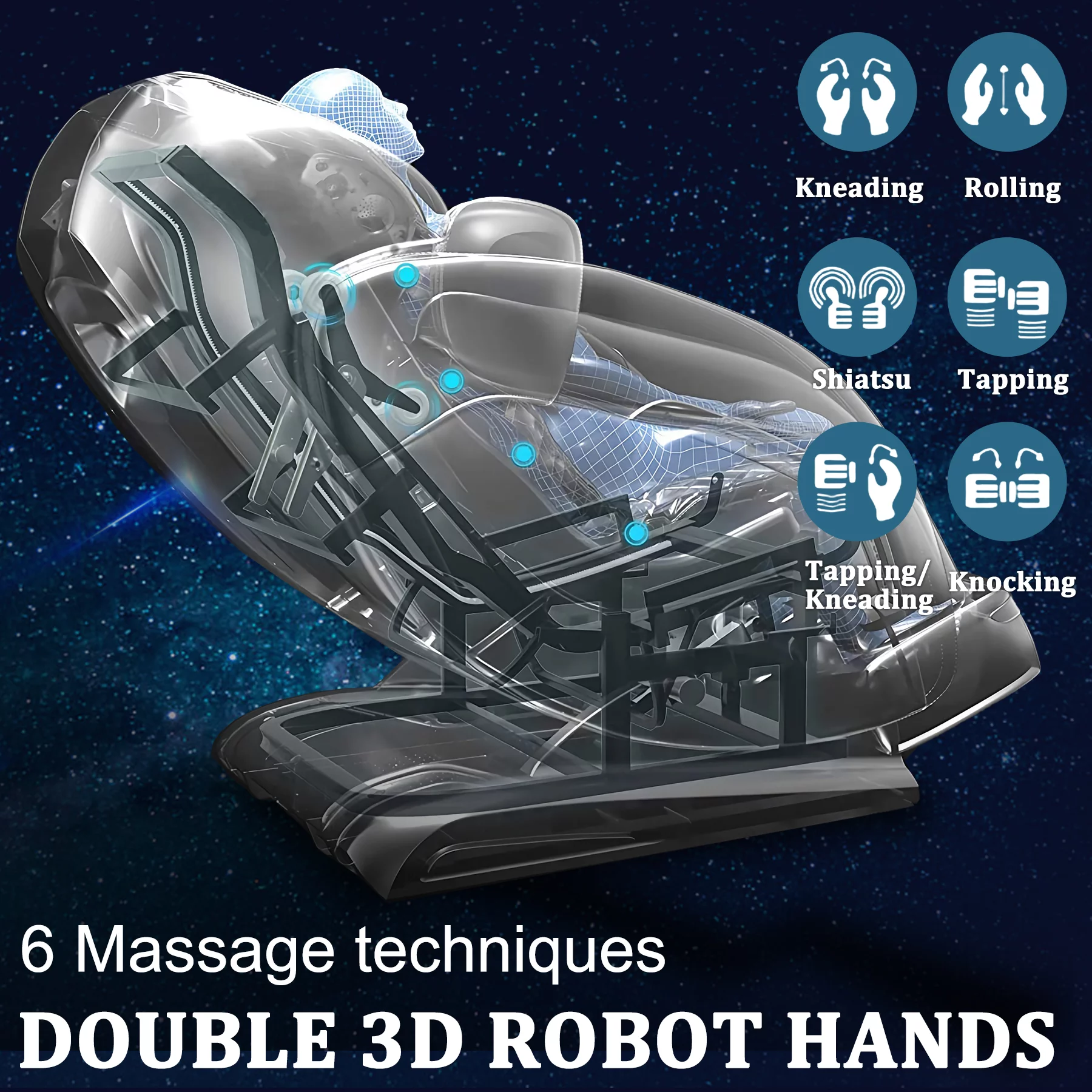 BILITOK Massage Chair, Bluetooth Massage Chair with Smart Screen Zero Gravity Massage and Wave Air Bag Massage Shoulders, Arms, Back, Waist, Buttocks, Legs and Feet(Black)