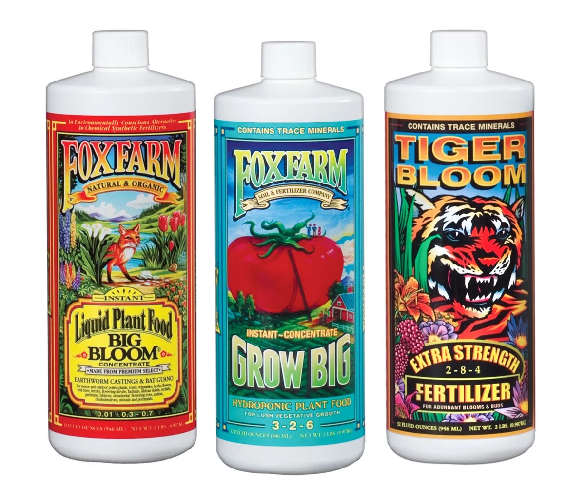 Fox Farm Trio Hydro :  Grow Big Hydro, Big & Tiger Bloom 32 oz. | 1 Quart | Liquid Fertilizers