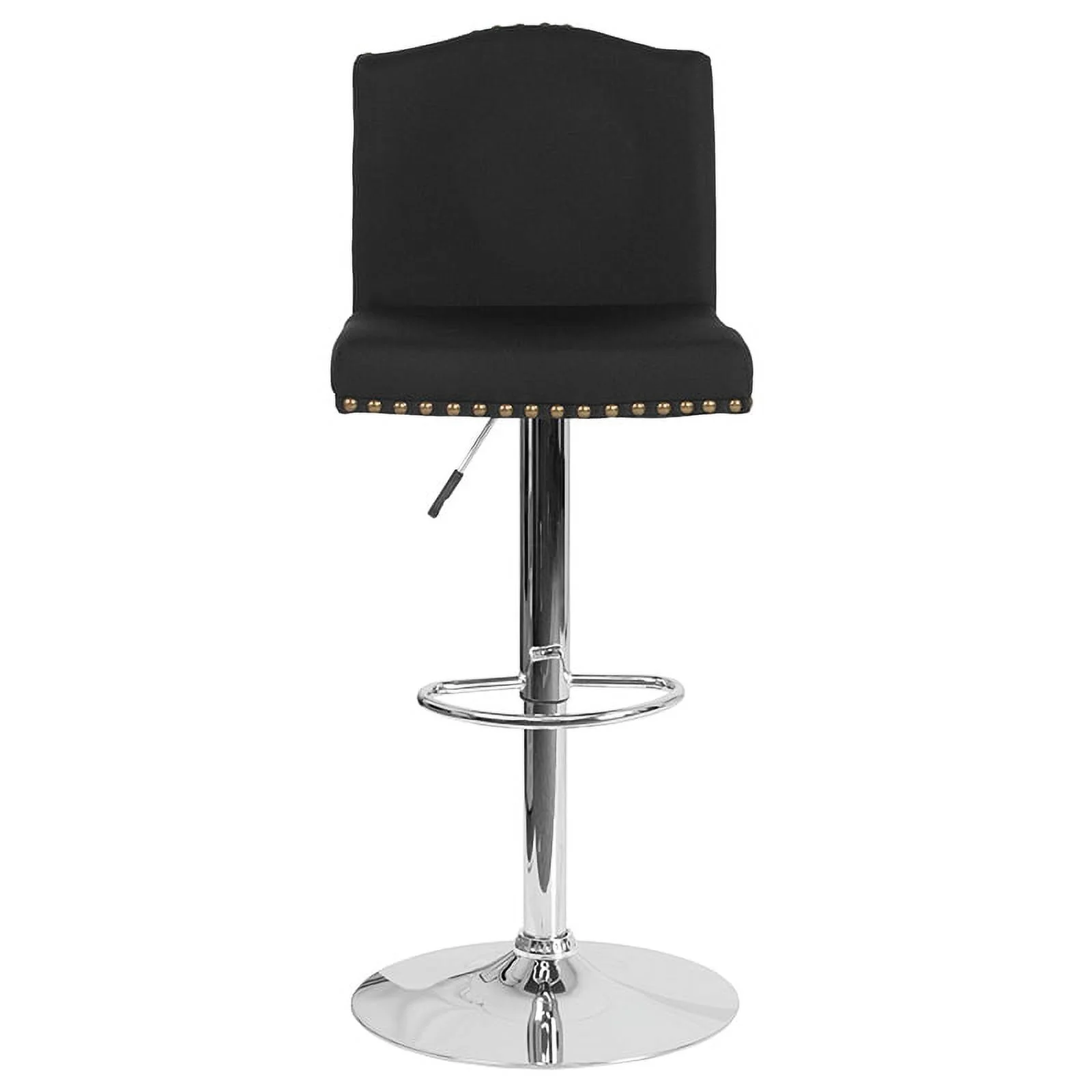 Adjustable Height Crown Back Barstool in Black Fabric