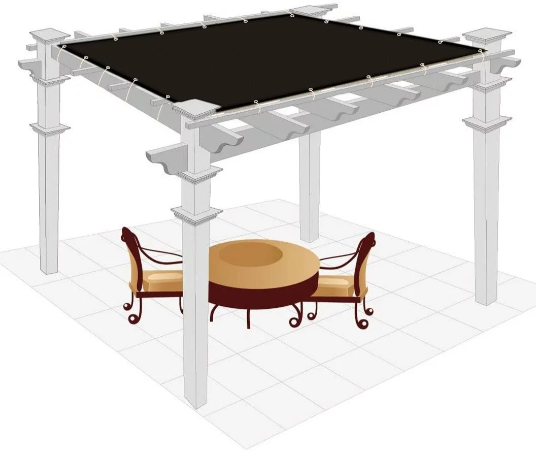 Shatex 90% Shade Cloth Black Sunblock Fabric with Rope UV Resistant for Patio/Pergola/Canopy,12x16ft