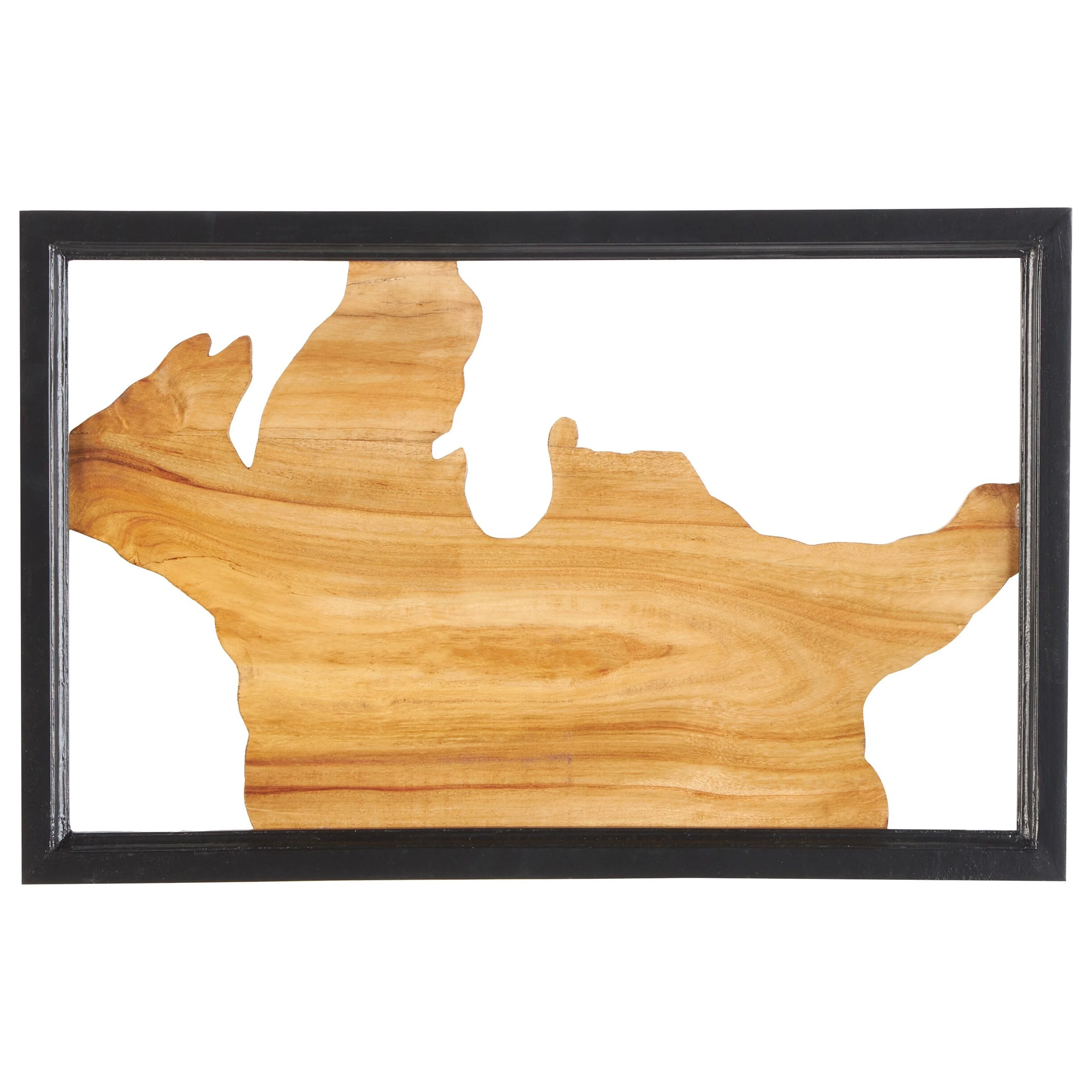 Studio 350 Brown Teak Wood Handmade Live Edge Tree Trunk Abstract Wall Decor with Black Frames (Set of 2 or 4) 12