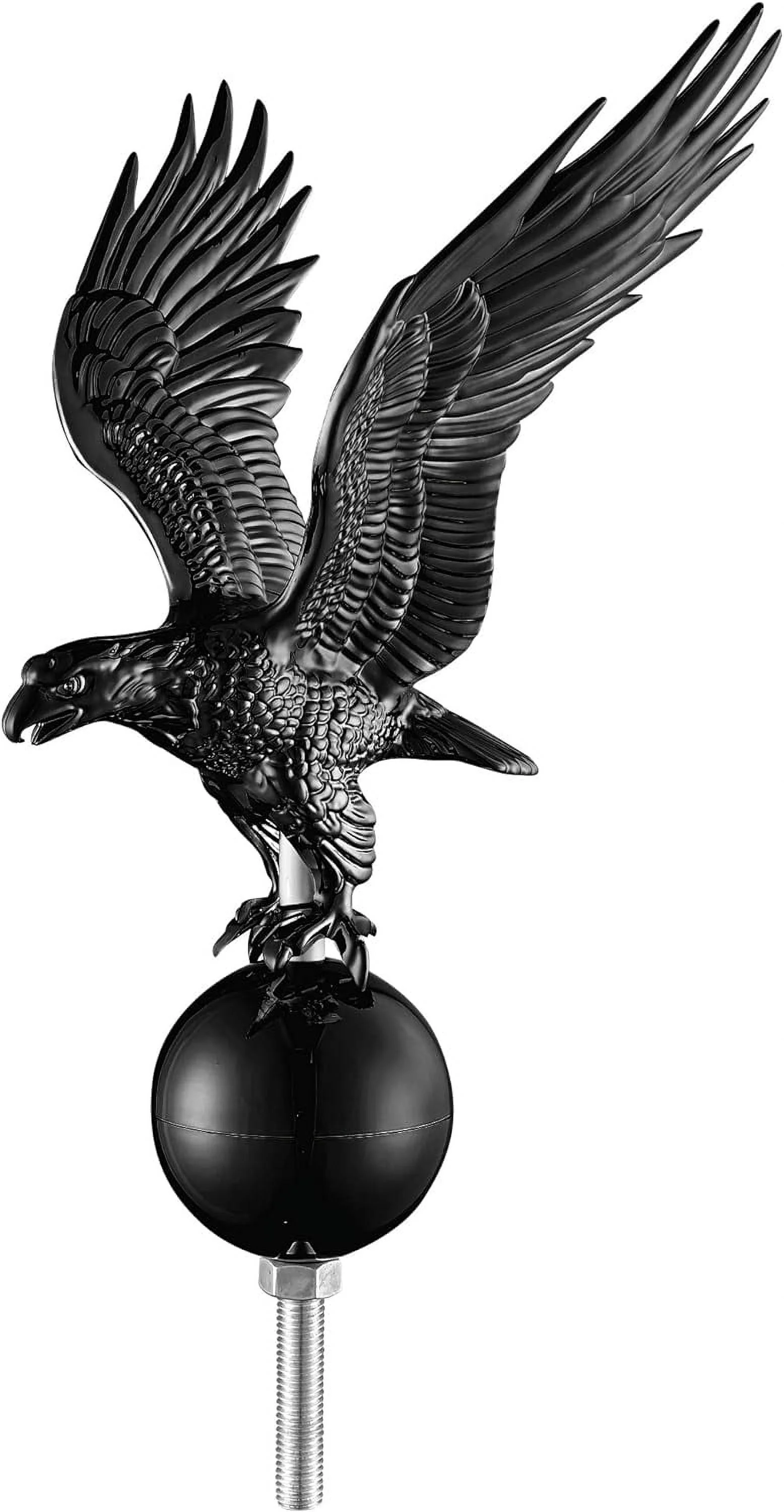 Flagpole Finial Ornament Topper Black Eagle Topper Eagle Head For 20/25/30Ft Telescopic Pole Yard Outdoor (Black)