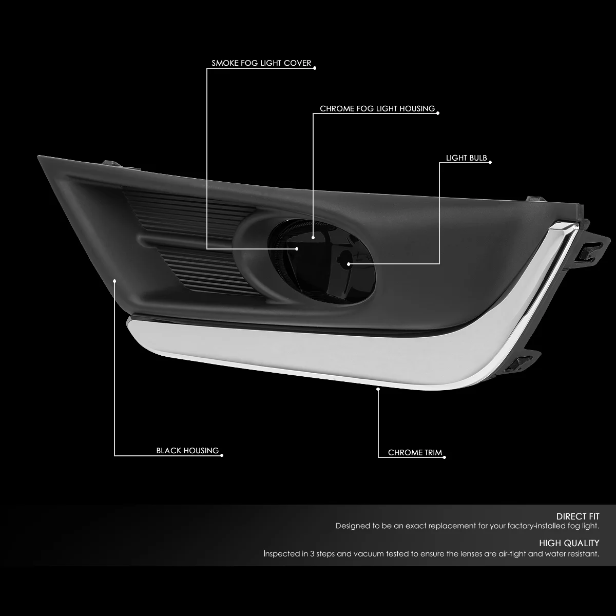 DNA Motoring FL-ZTL-275-SM For 2017 to 2018 Honda CRV Front Driving Fog Light Lamp+Chrome Bezel+Switch Smoked Lens