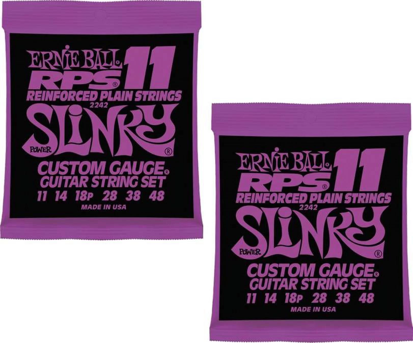 Ernie Ball RPS Power Slinky Electric Guitar Strings, Custom Gauge, Lot/2, P02242^2