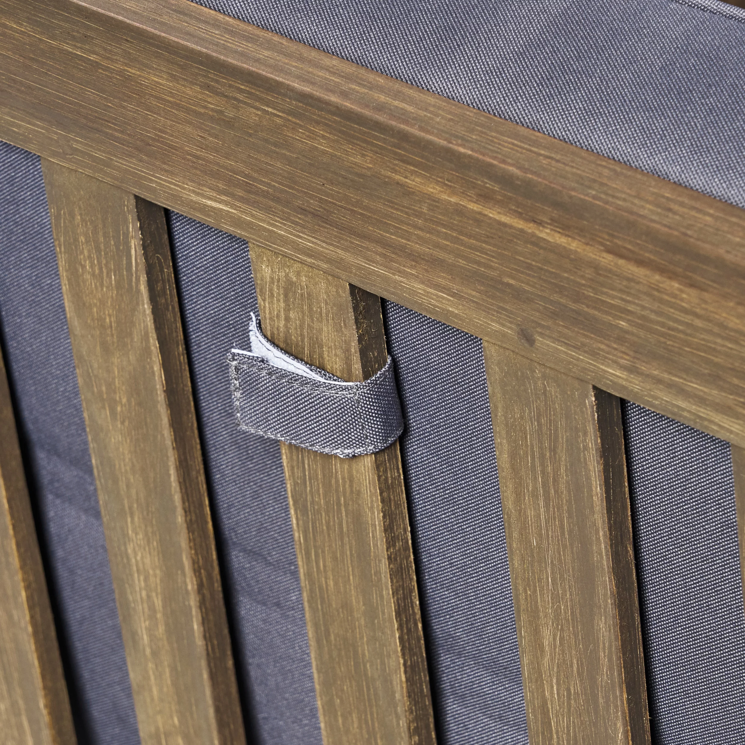 Ximena Outdoor Acacia Wood Club Chairs with Cushions, Set of 4, Gray, Dark Gray