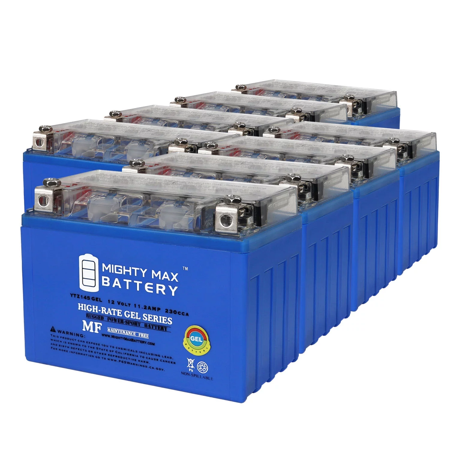 YTZ14SGEL 12V 11.2AH Replacement Battery compatible with Yamaha BTY-YTZ14-S0-00 - 8 Pack