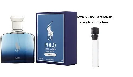 POLO DEEP BLUE by Ralph Lauren PARFUM SPRAY 2.5 OZ for MEN And a Mystery Name brand sample vile