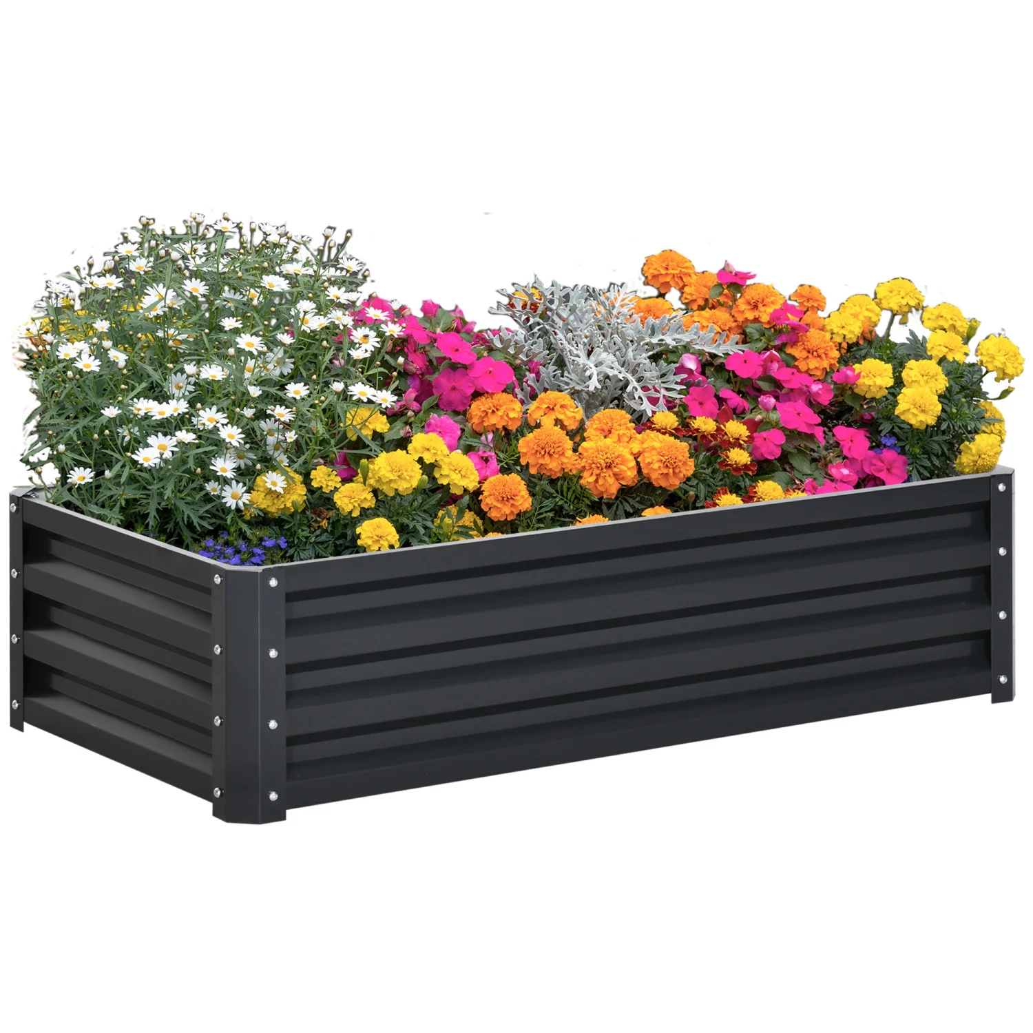 DremFaryoyo Raised Garden Bed  4‘ x 2‘ x 1‘ Galvanized Planter Box Raised Bed for Vegetables  Flowers  Plants and Herbs  Gray