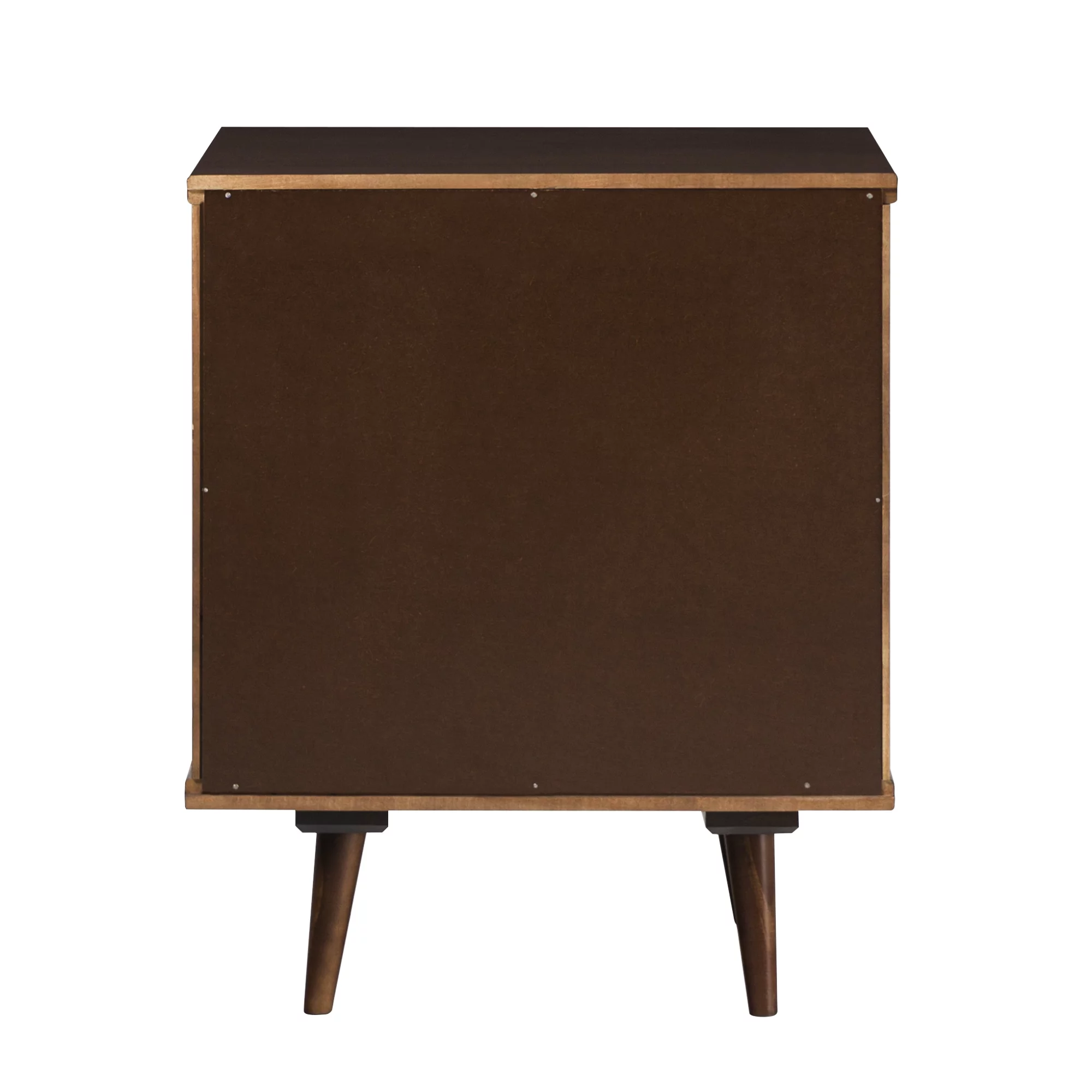 Walker Edison 24” Mid-Century Modern Groove Handle 1-Drawer Side Table, Walnut