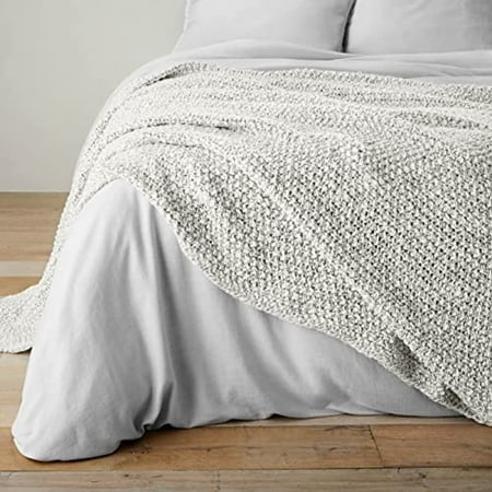 King Chunky Knit Bed Blanket Marled Gray - Casaluna