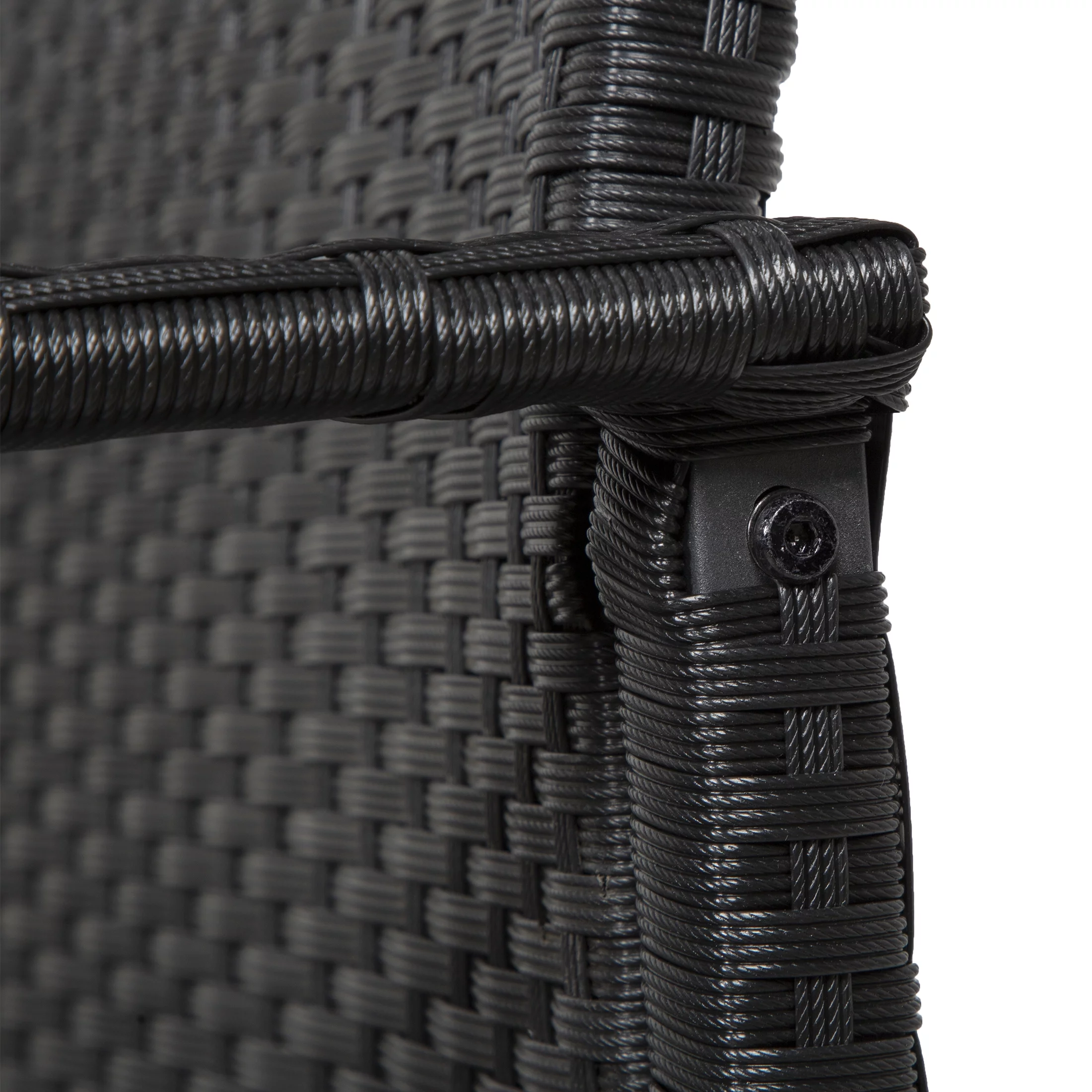 WestinTrends Roadhill 4 Piece Wicker Patio Furniture Sets, All Weather PE Rattan Wicker Loveseat Patio Conversation Sets with Tempered Glass Coffee Table, Black and Gray