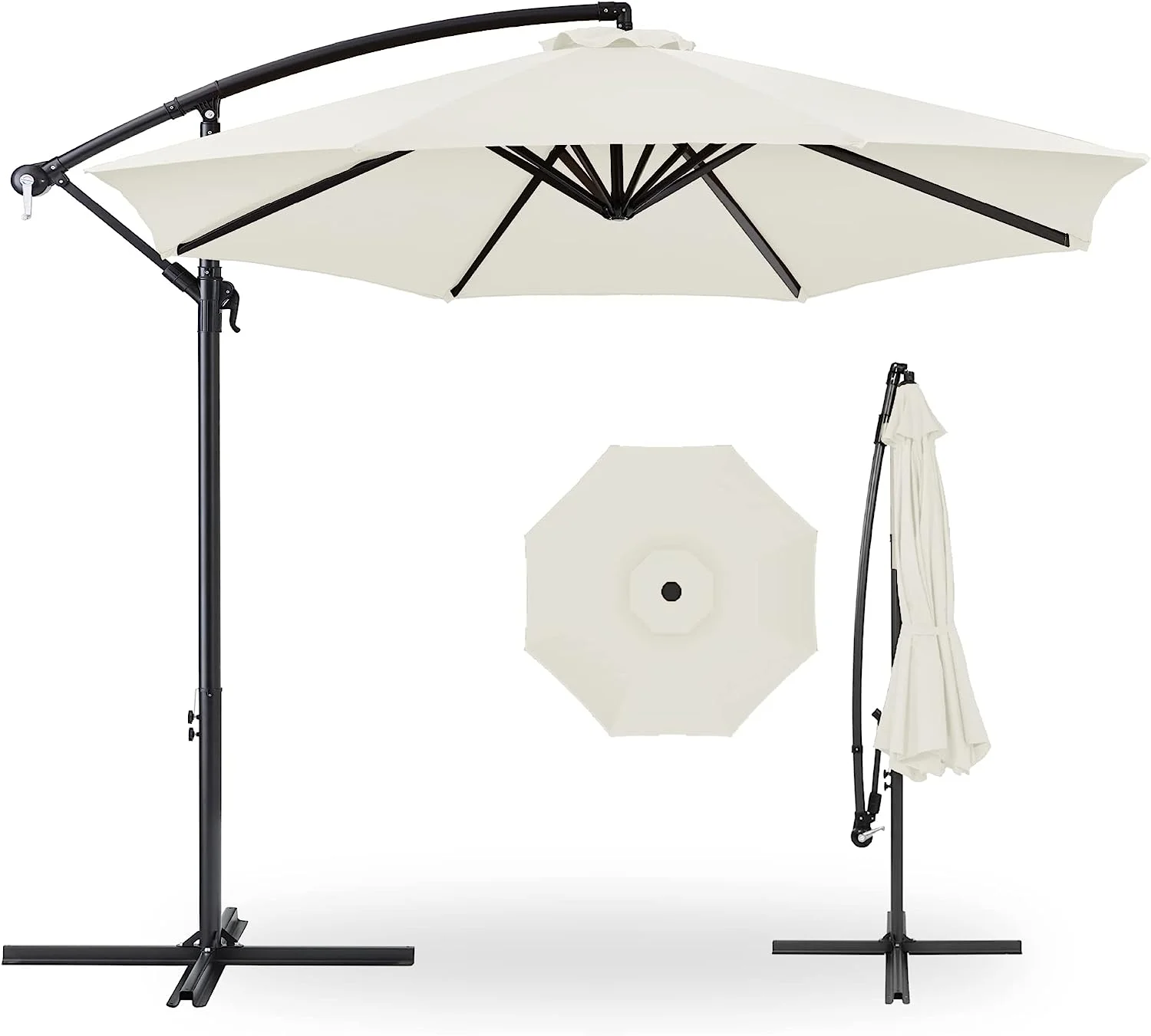 10ft Offset Hanging Patio Umbrella - Tilt Adjustment, Polyester Shade