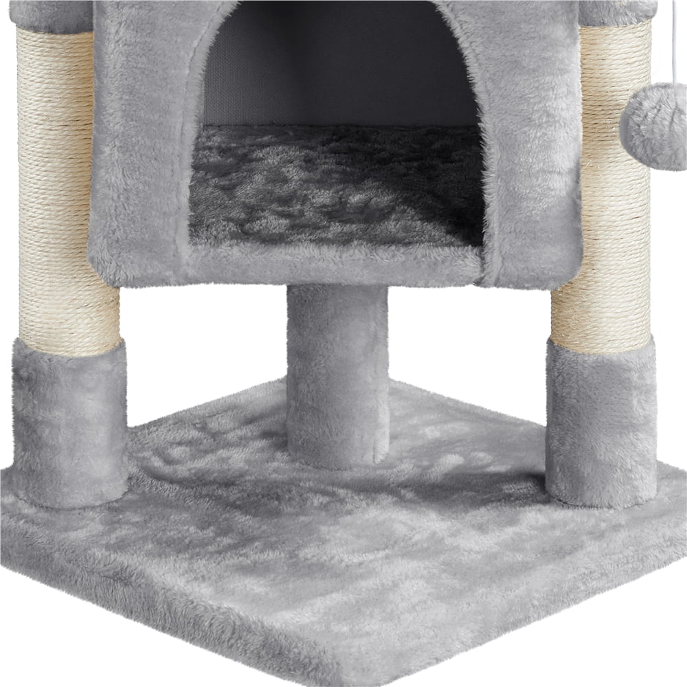 Topeakmart 23.5'' 2-Level Cat Tree Condo Cat Climbing Scratching Tower, Light Gray