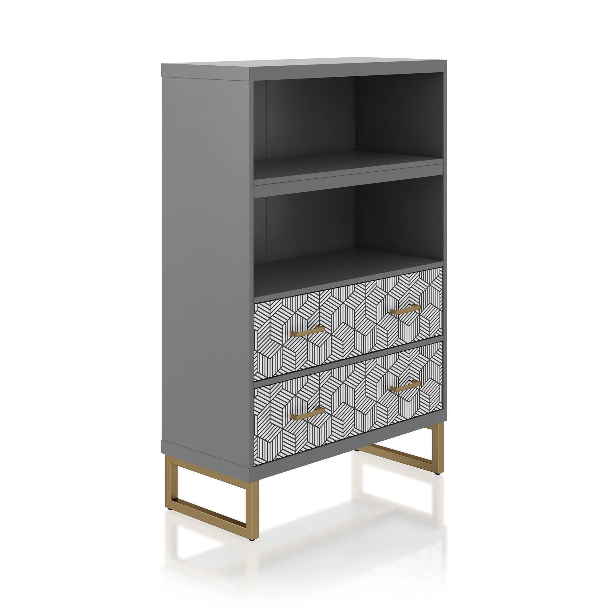 CosmoLiving by Cosmopolitan Scarlett Bookcase with Drawers, Graphite Gray